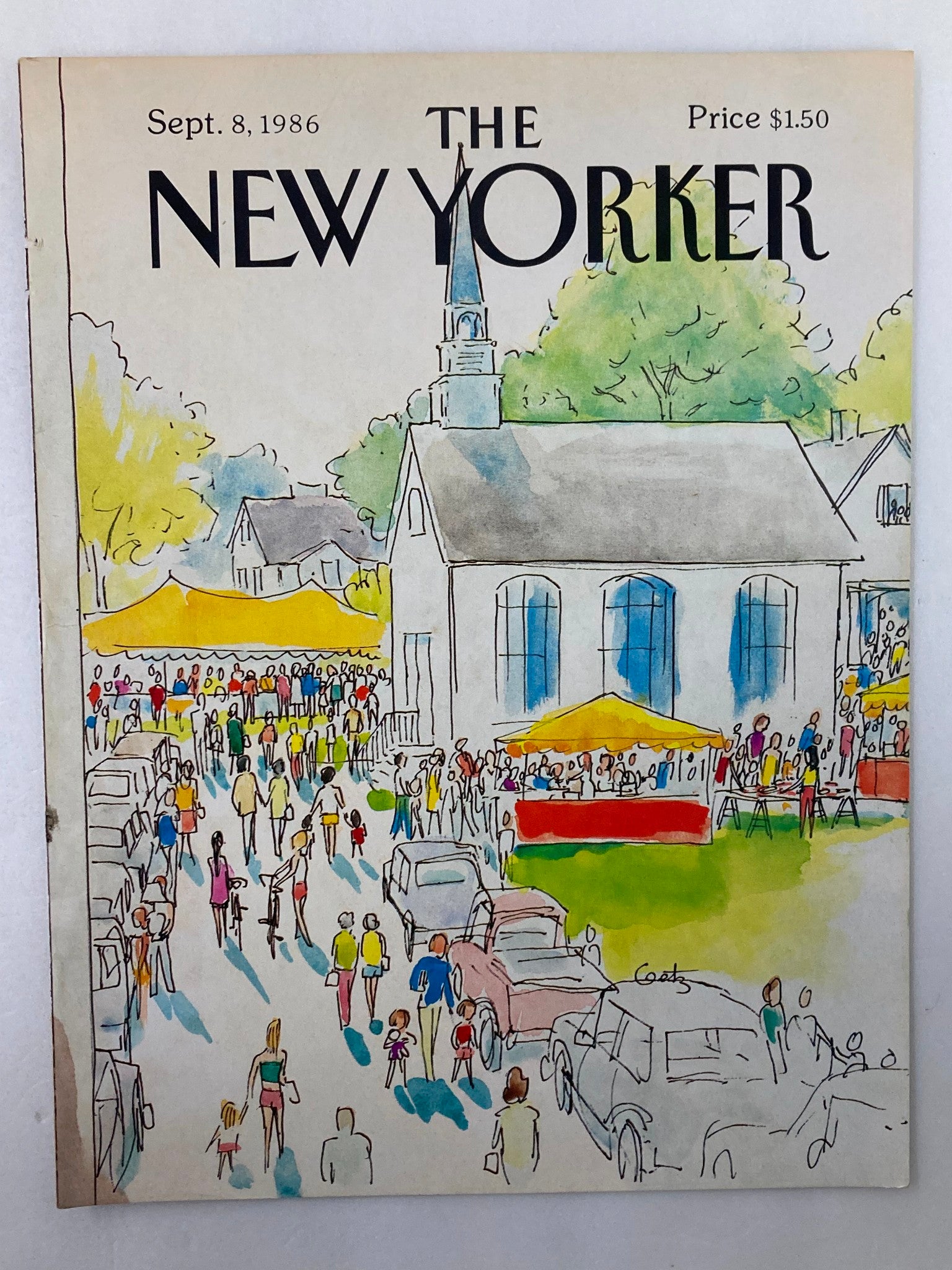 COVER ONLY The New Yorker September 8 1986 Church Time by Arthur Getz No Label