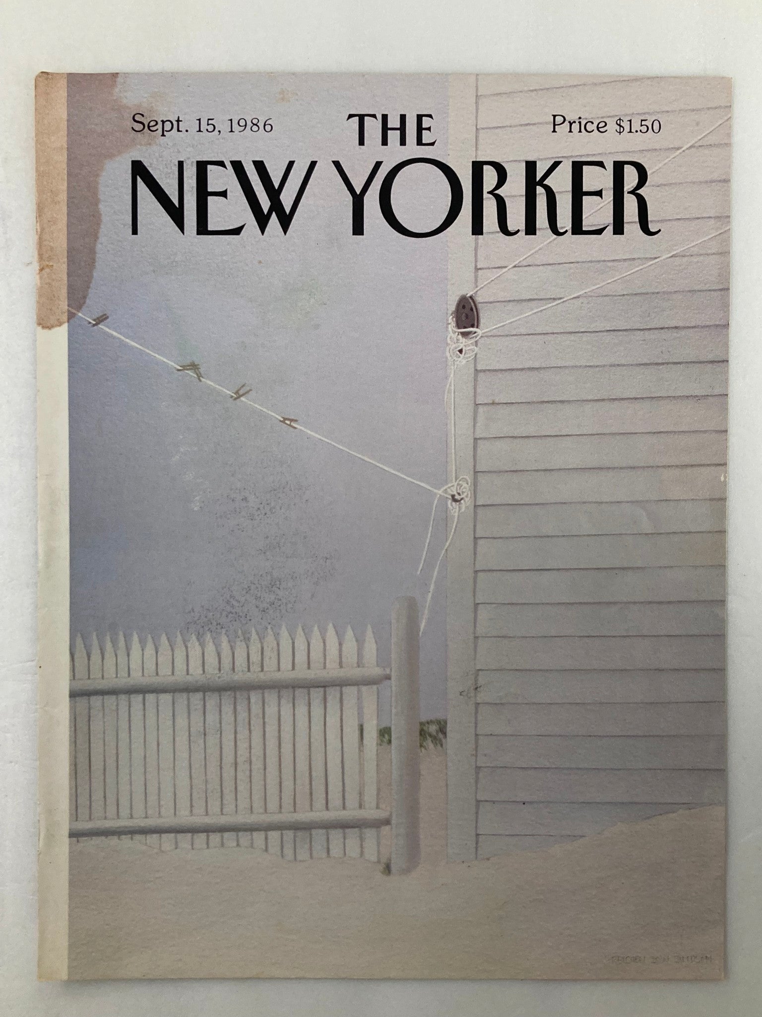 COVER ONLY The New Yorker September 15 1986 Snowy Day by G. D. Simpson No Label