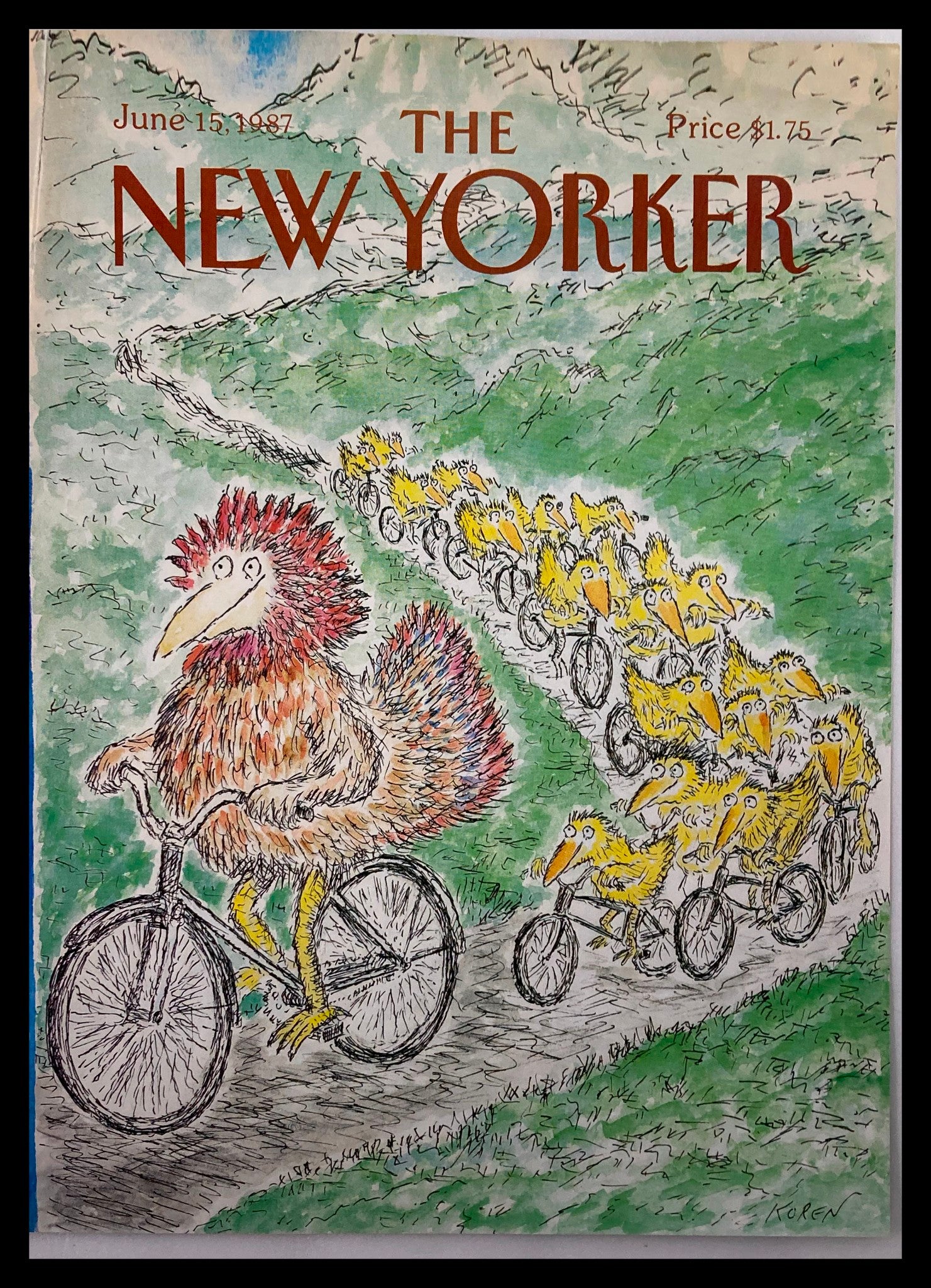 COVER ONLY The New Yorker June 15 1987 Follow Me by Edward Koren No Label