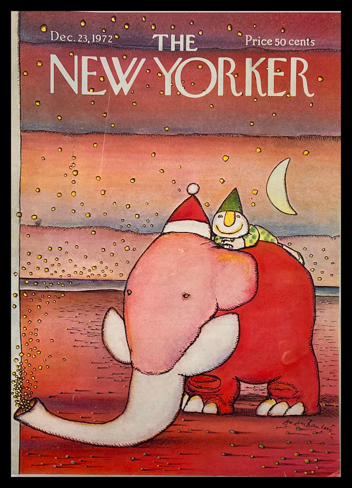 COVER ONLY The New Yorker December 23 1972 Elephant Christmas by Andrei No Label