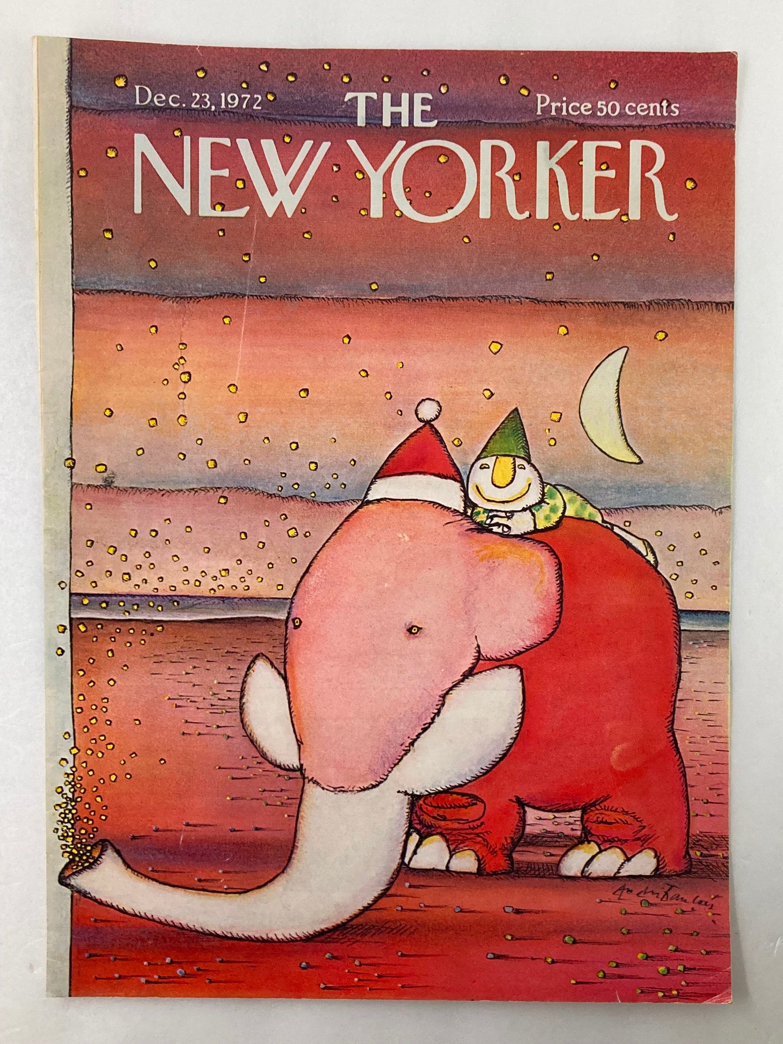 COVER ONLY The New Yorker December 23 1972 Elephant Christmas by Andrei No Label