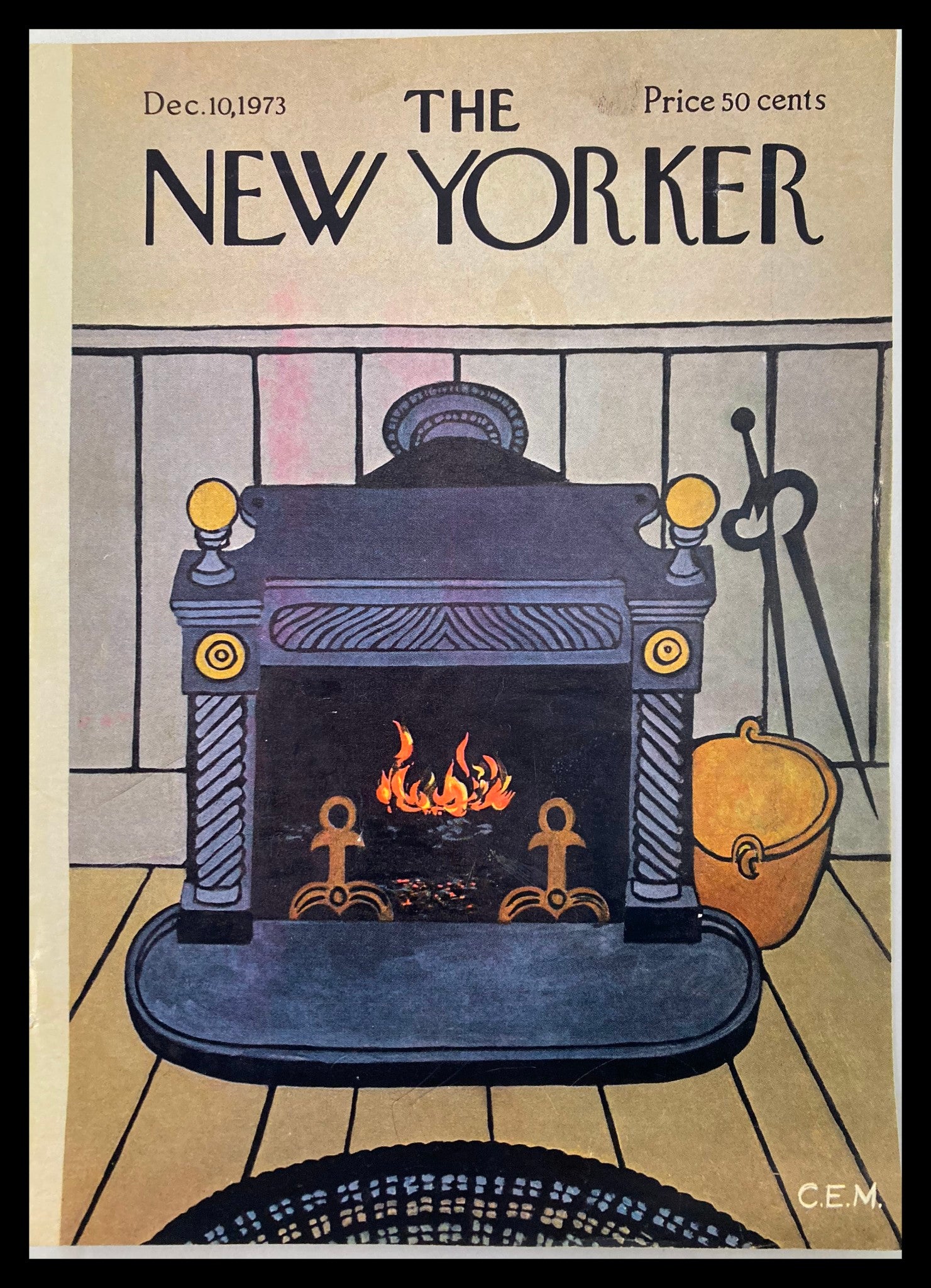 COVER ONLY The New Yorker December 10 1973 Fireplace by Charles Martin No Label