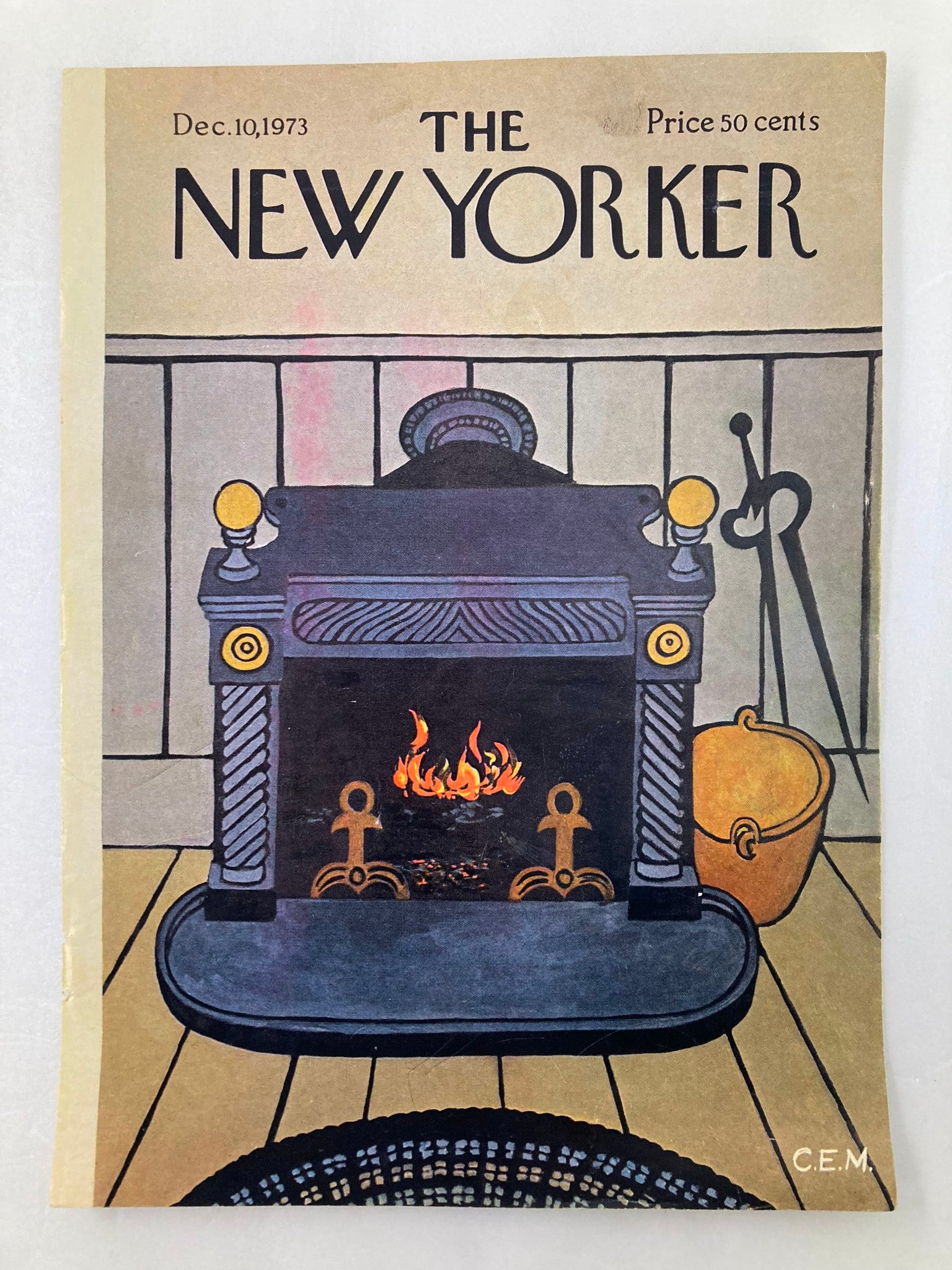 COVER ONLY The New Yorker December 10 1973 Fireplace by Charles Martin No Label