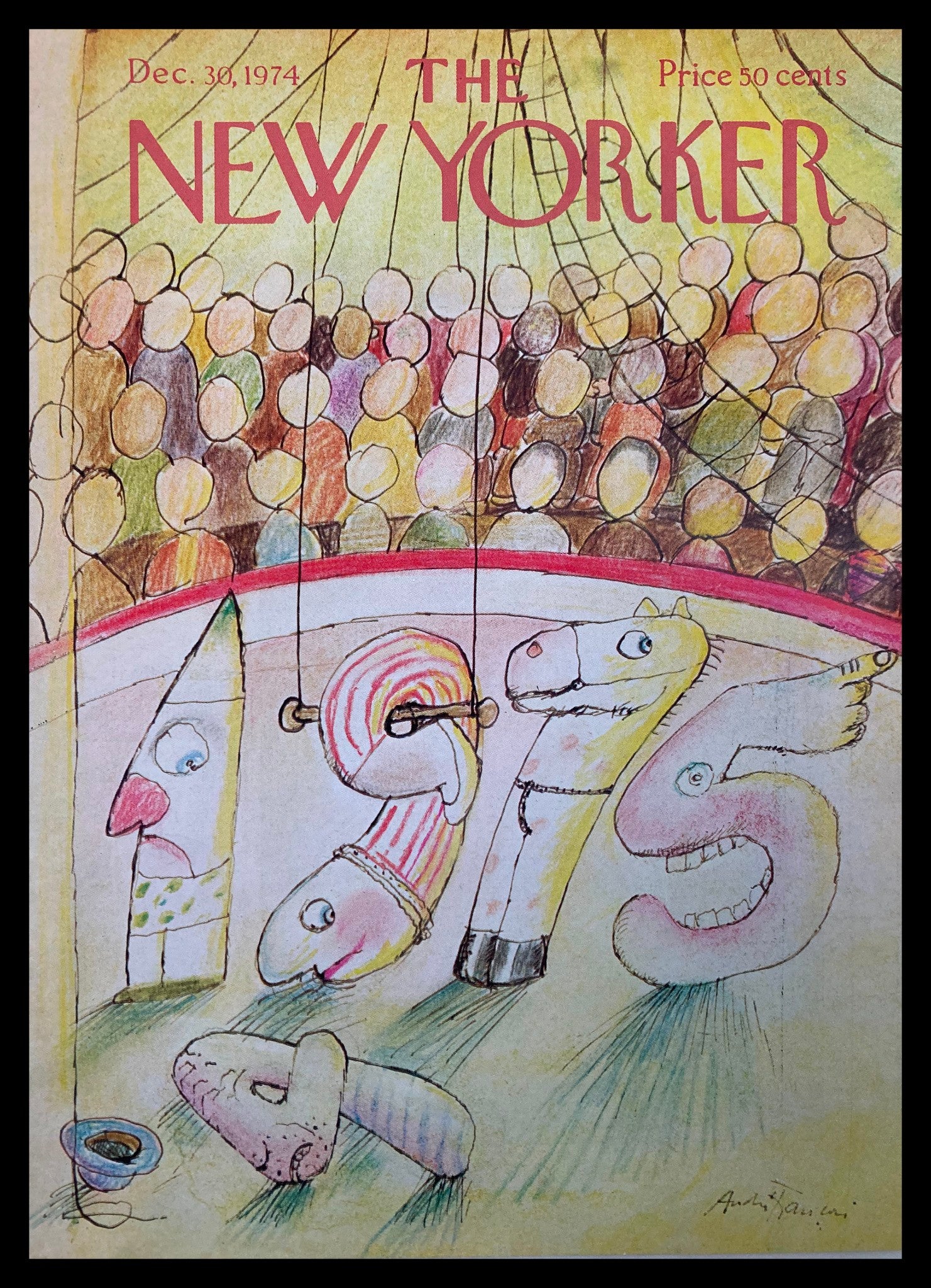 COVER ONLY The New Yorker December 30 1974 Moving to 75 by A. Francois No Label