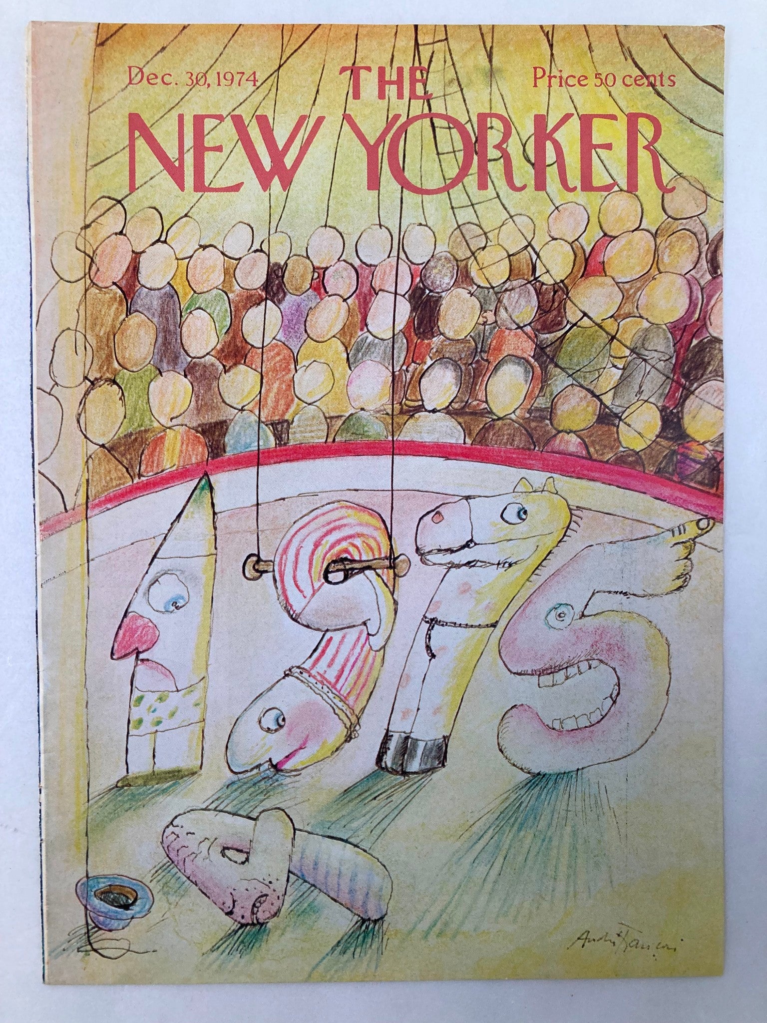 COVER ONLY The New Yorker December 30 1974 Moving to 75 by A. Francois No Label