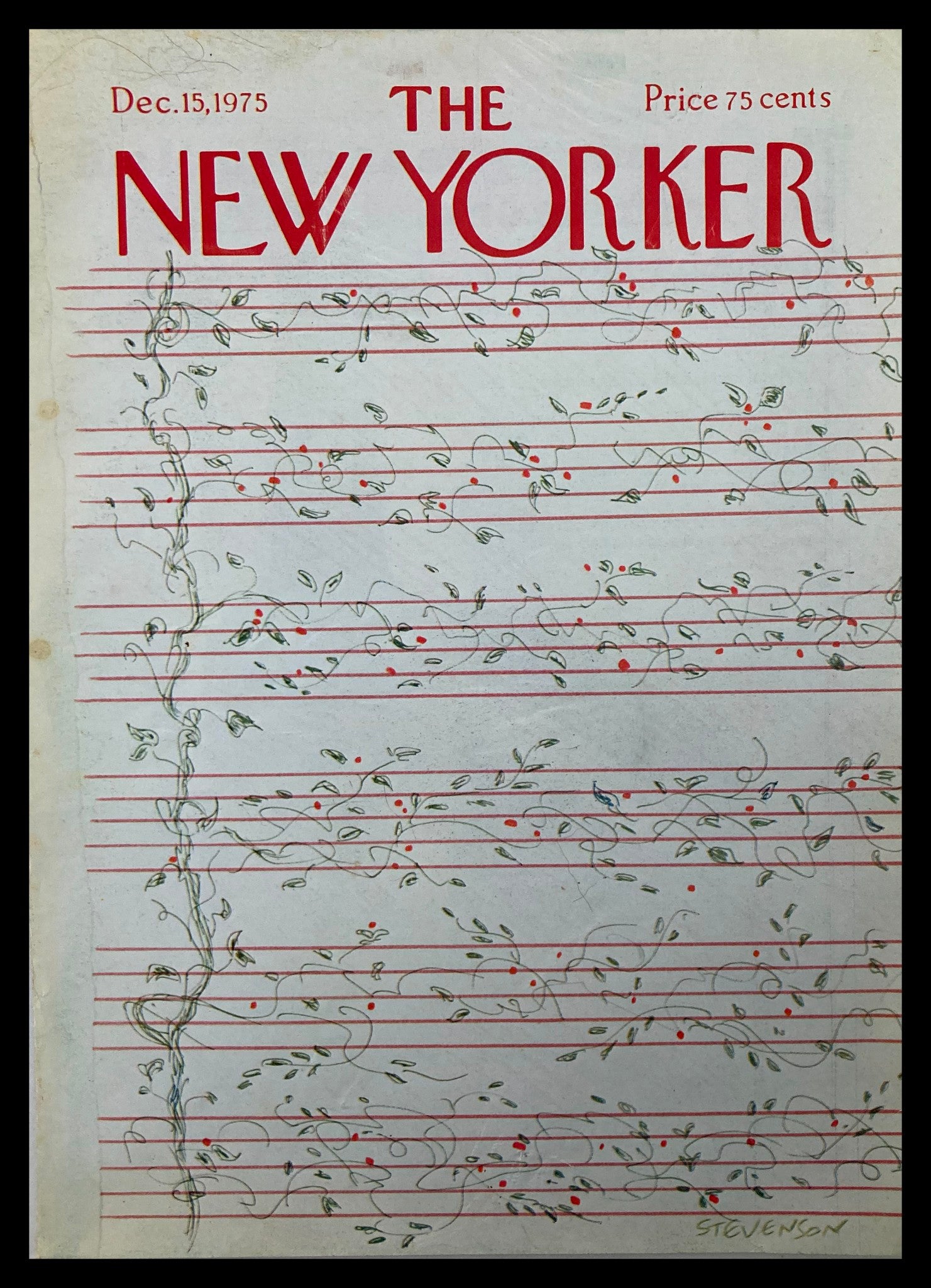 COVER ONLY The New Yorker December 15 1975 Flower Notes by Stevenson No Label