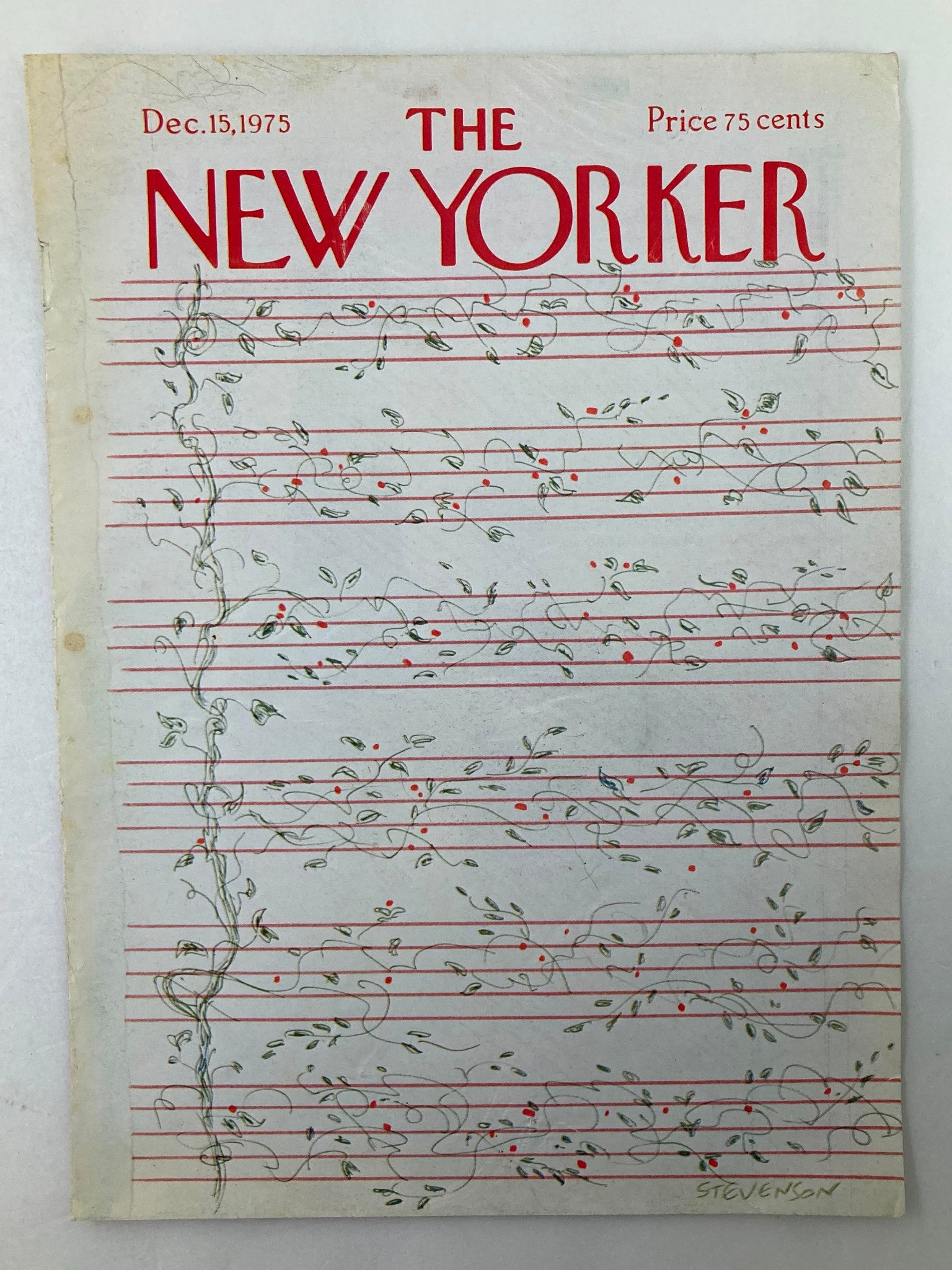 COVER ONLY The New Yorker December 15 1975 Flower Notes by Stevenson No Label