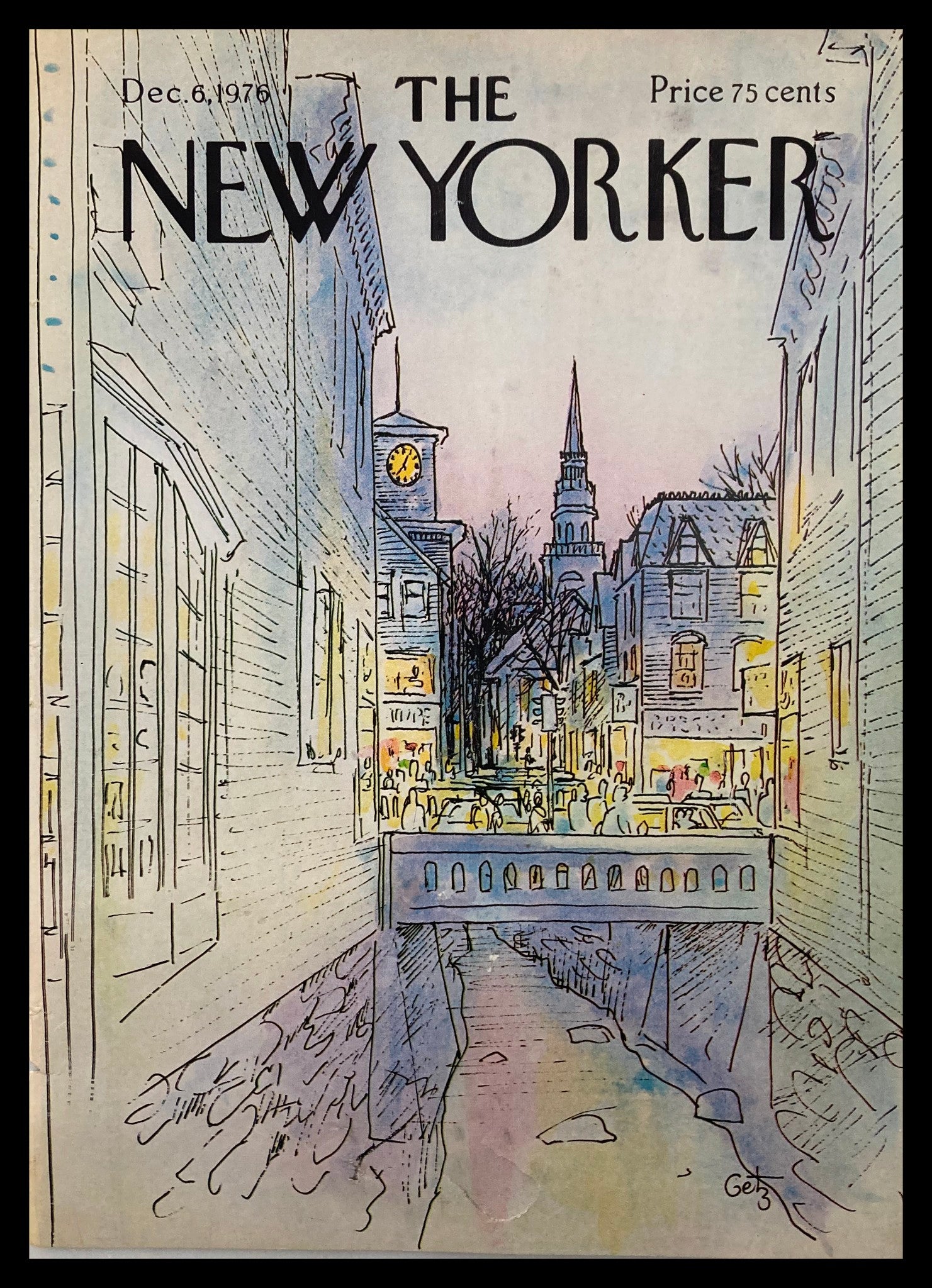 COVER ONLY The New Yorker December 6 1976 Busy Bridge by Arthur Getz No Label