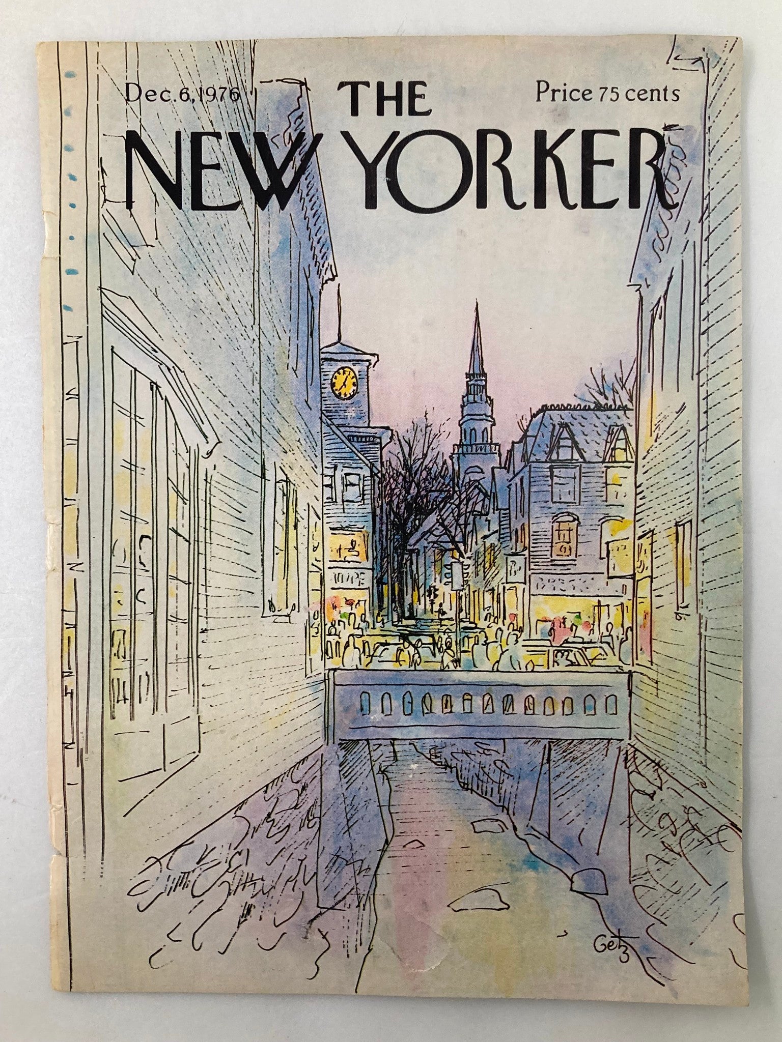 COVER ONLY The New Yorker December 6 1976 Busy Bridge by Arthur Getz No Label