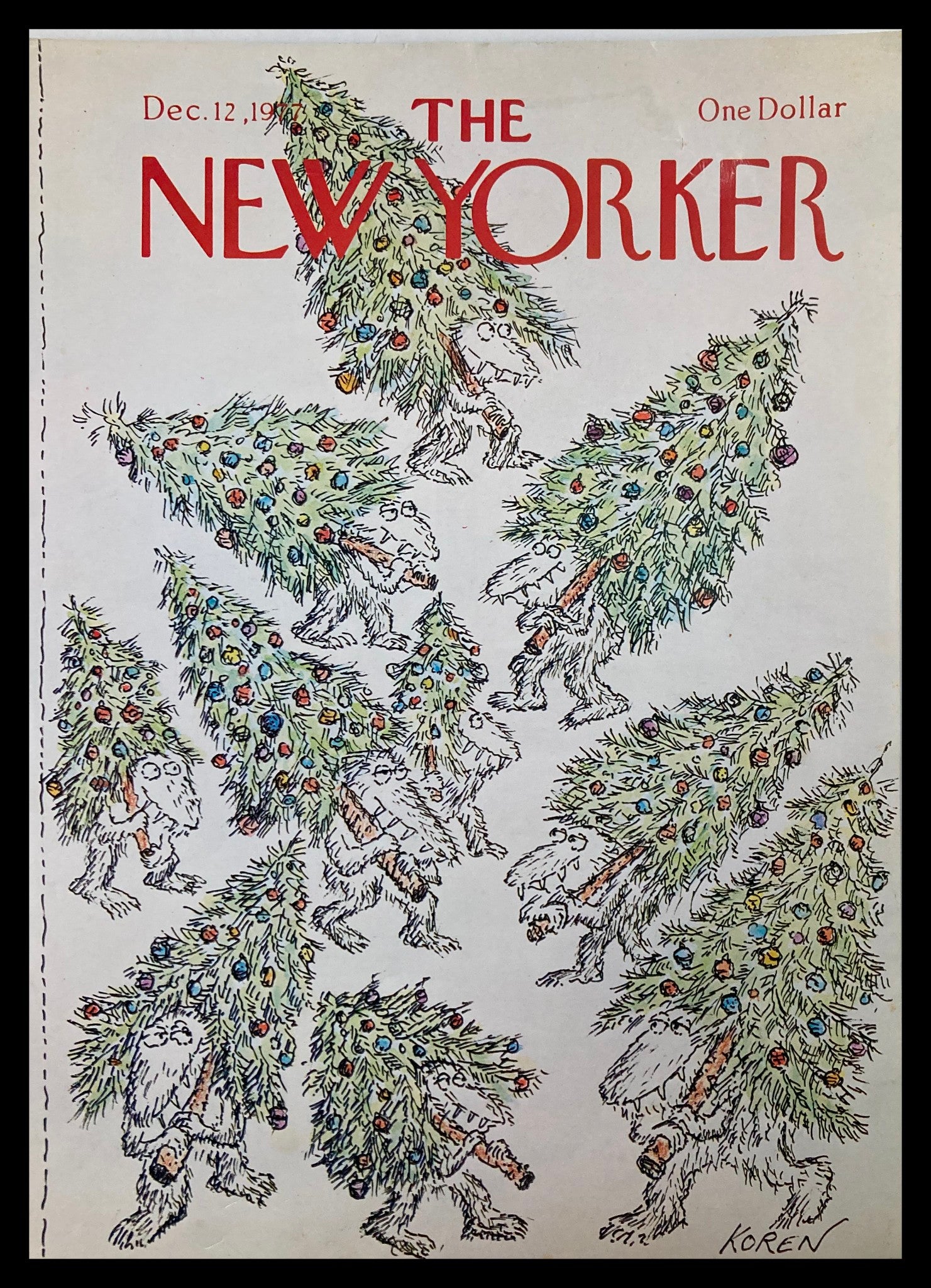 COVER ONLY The New Yorker December 12 1977 Own Trees by Edward Koren No Label