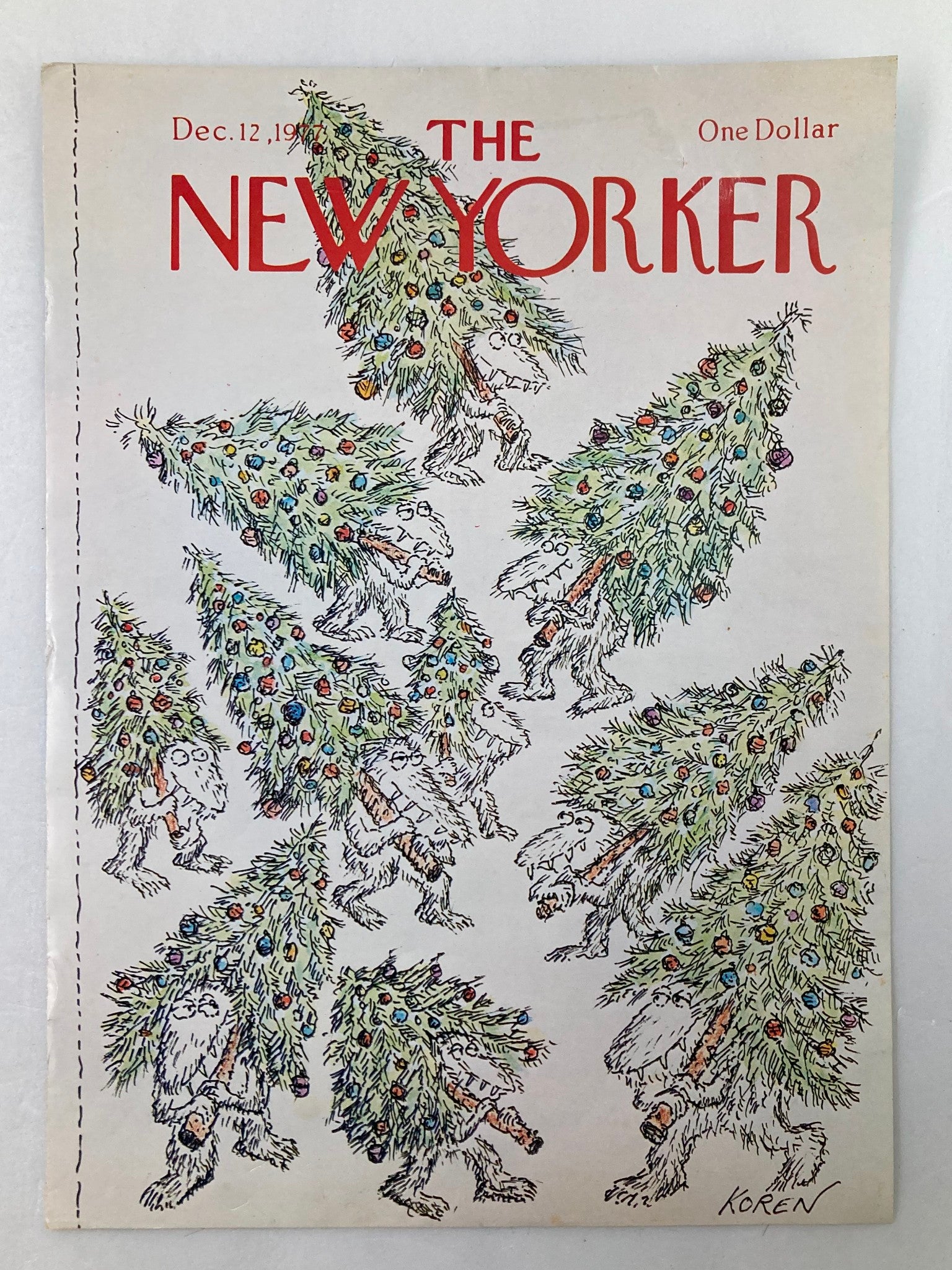 COVER ONLY The New Yorker December 12 1977 Own Trees by Edward Koren No Label