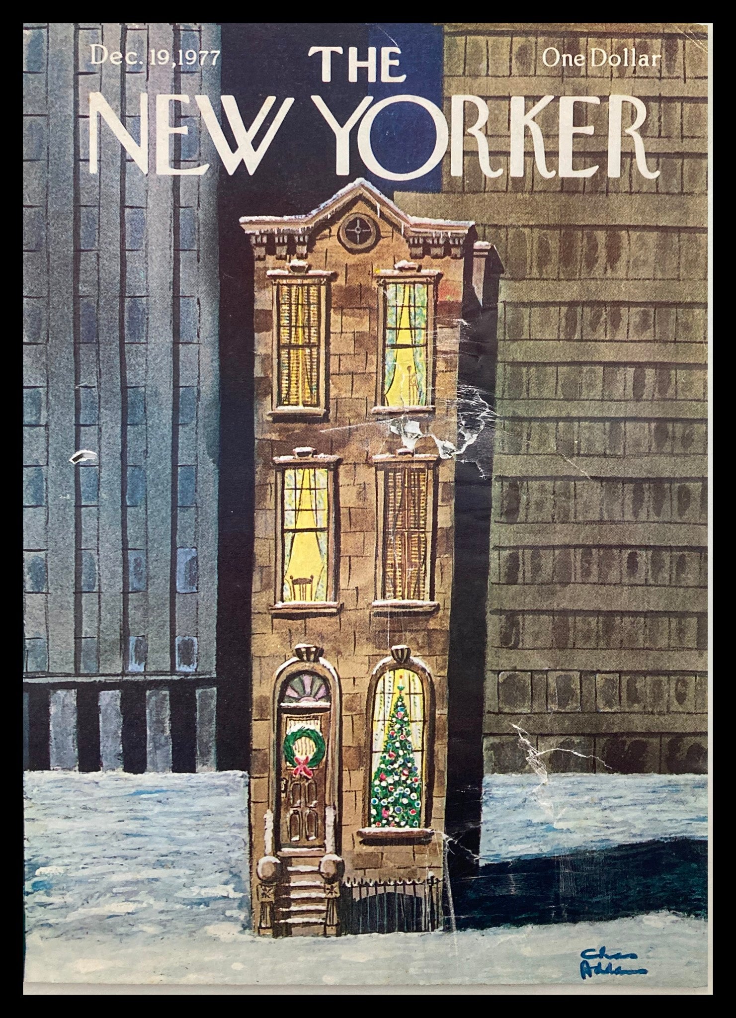 COVER ONLY The New Yorker December 19 1977 Single House by Chas Addams No Label