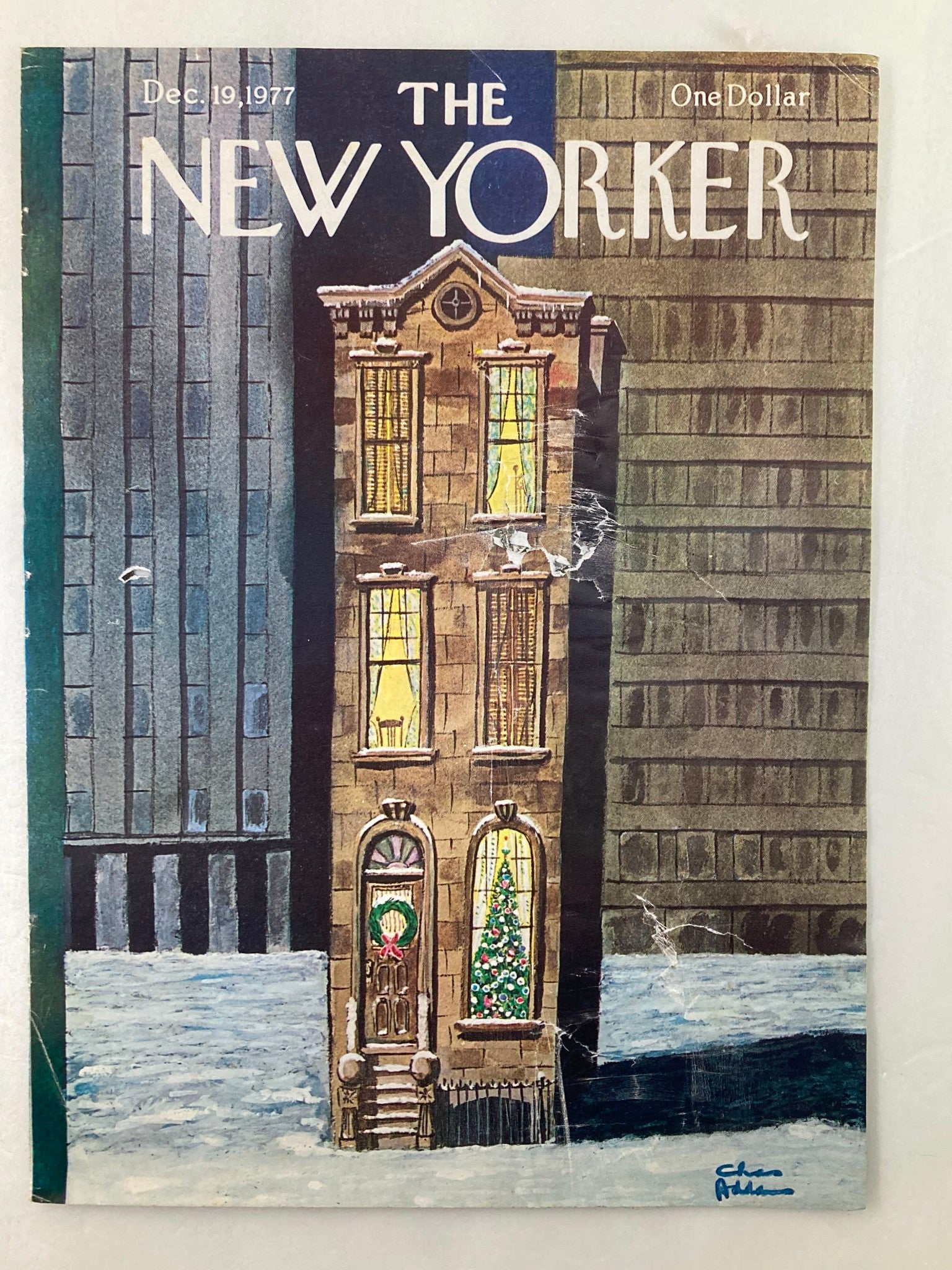 COVER ONLY The New Yorker December 19 1977 Single House by Chas Addams No Label