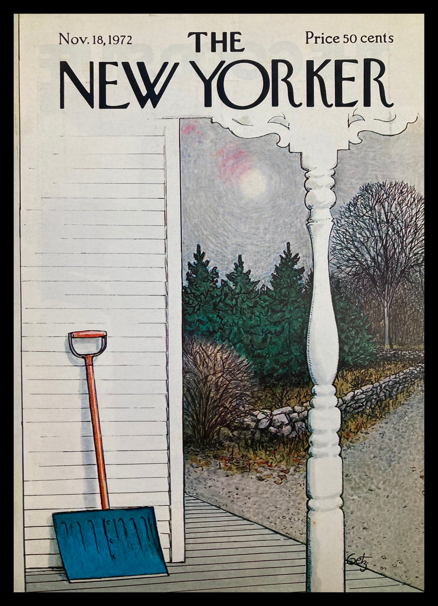 COVER ONLY The New Yorker November 18 1972 Blue Shovel by Arthur Getz No Label