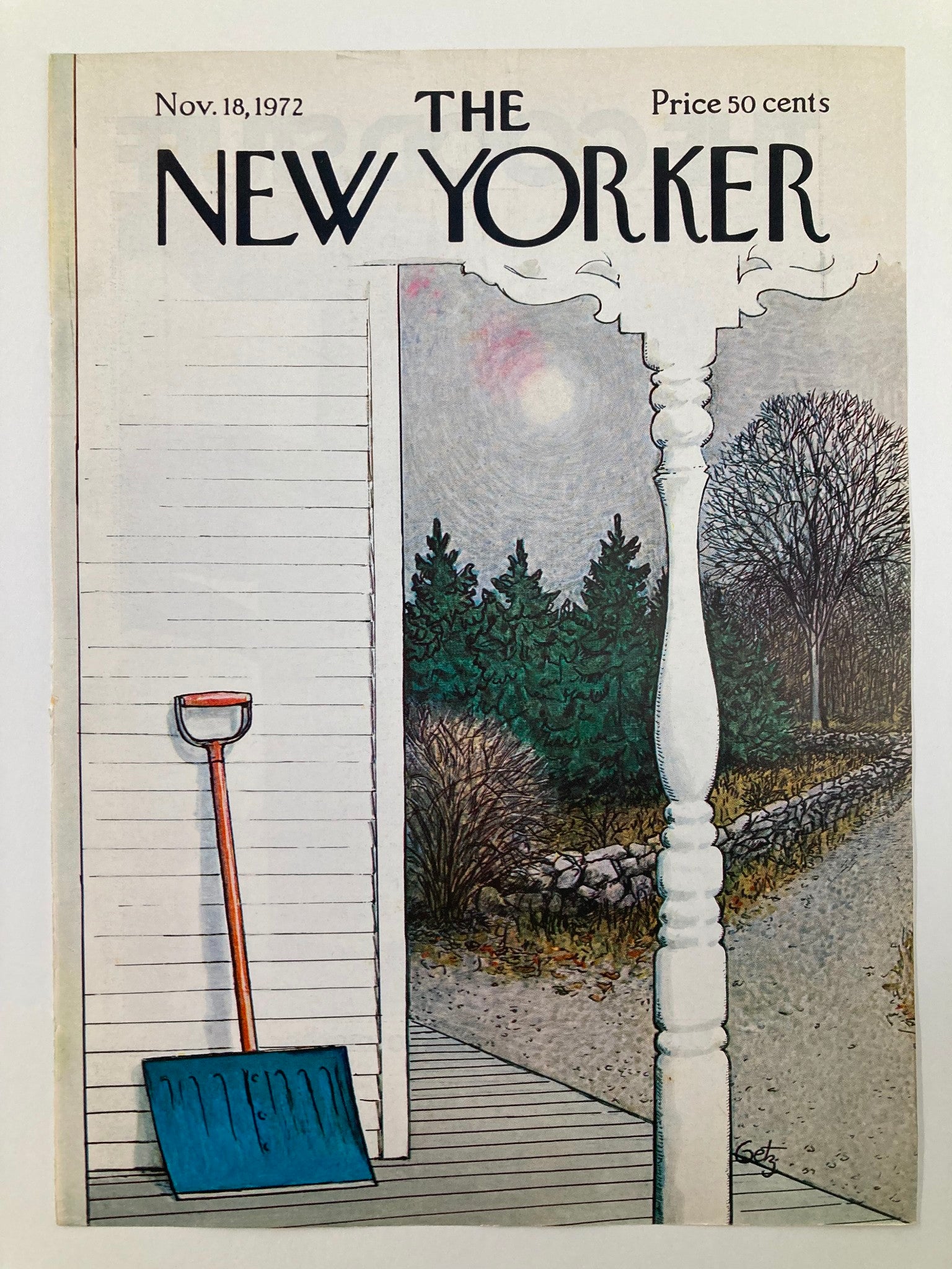 COVER ONLY The New Yorker November 18 1972 Blue Shovel by Arthur Getz No Label