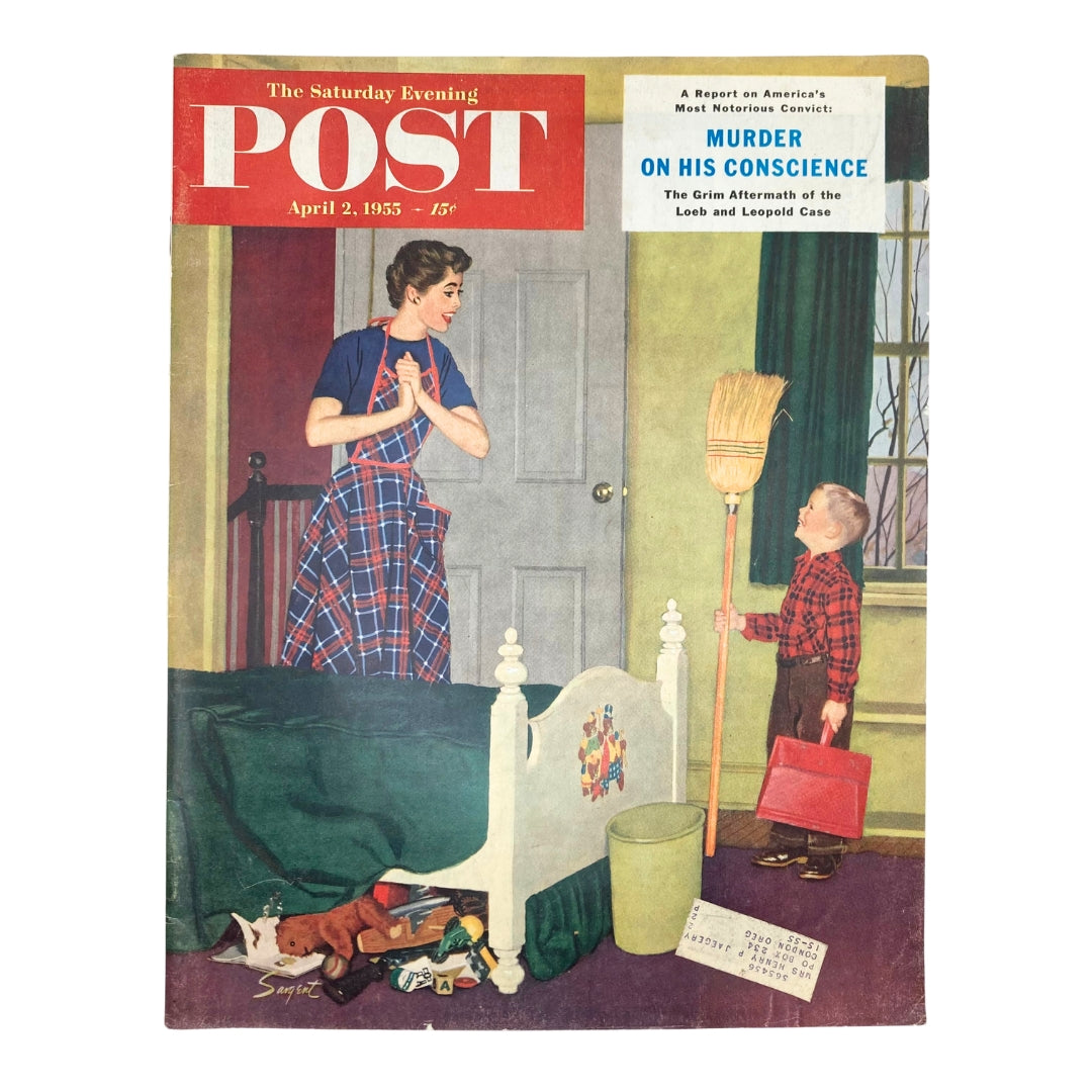 Saturday Evening Post Magazine April 2 1955 Junior and Mom - Dick Sargent