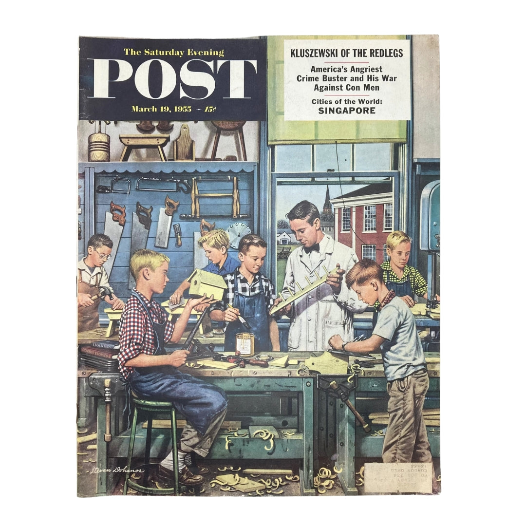 Saturday Evening Post Magazine March 19 1955 Hobby Benches - Stevan Dohanos