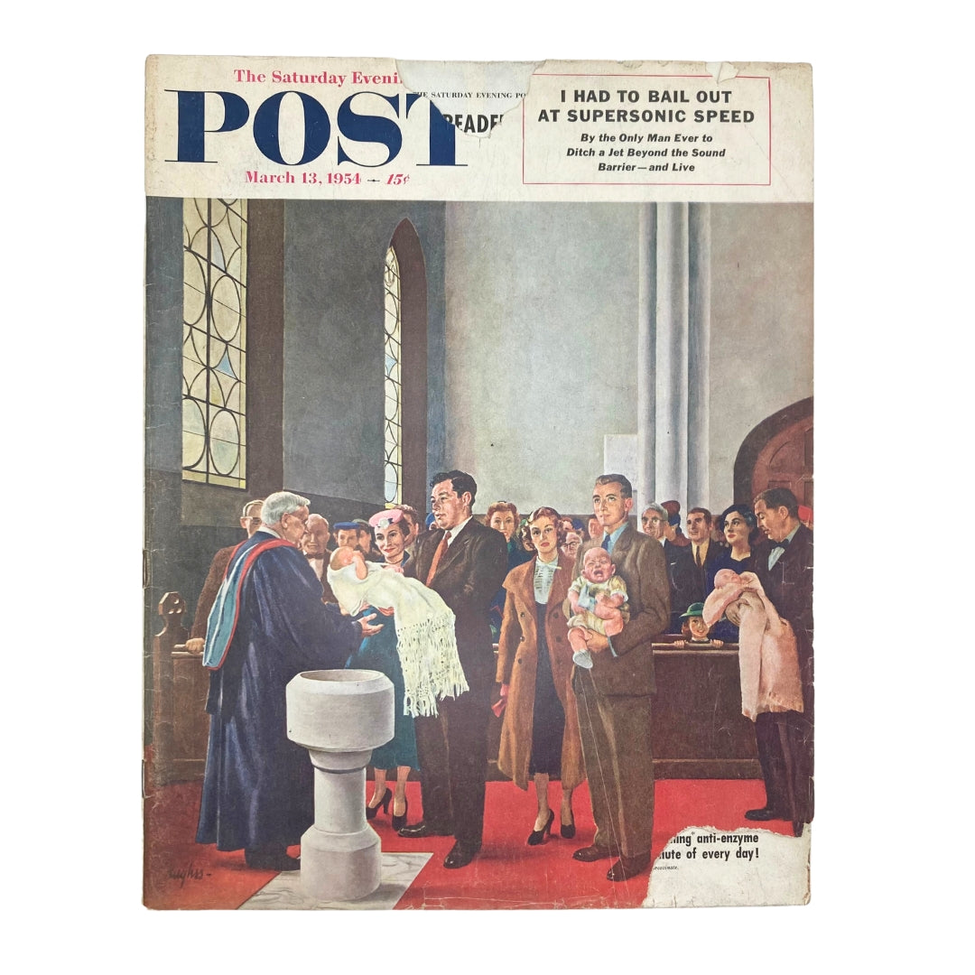 Saturday Evening Post Magazine March 13 1954 Churchgoers - Hughes GD Interior