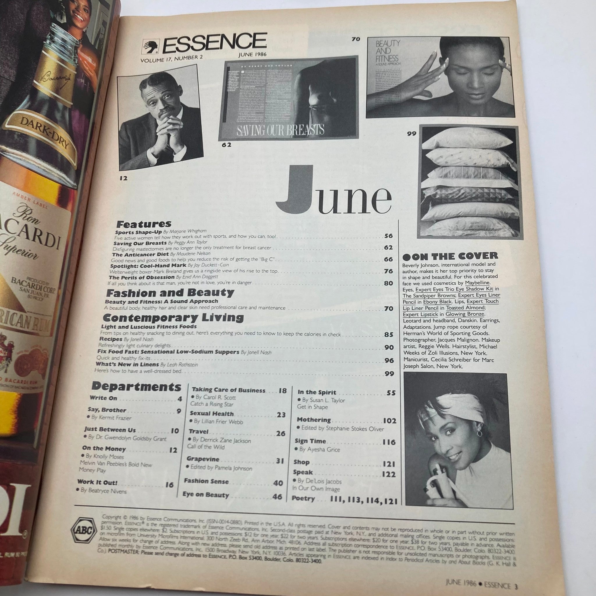 VTG Essence Magazine June 1986 Vol 17 No. 2 Beverly Johnson Cover Photo