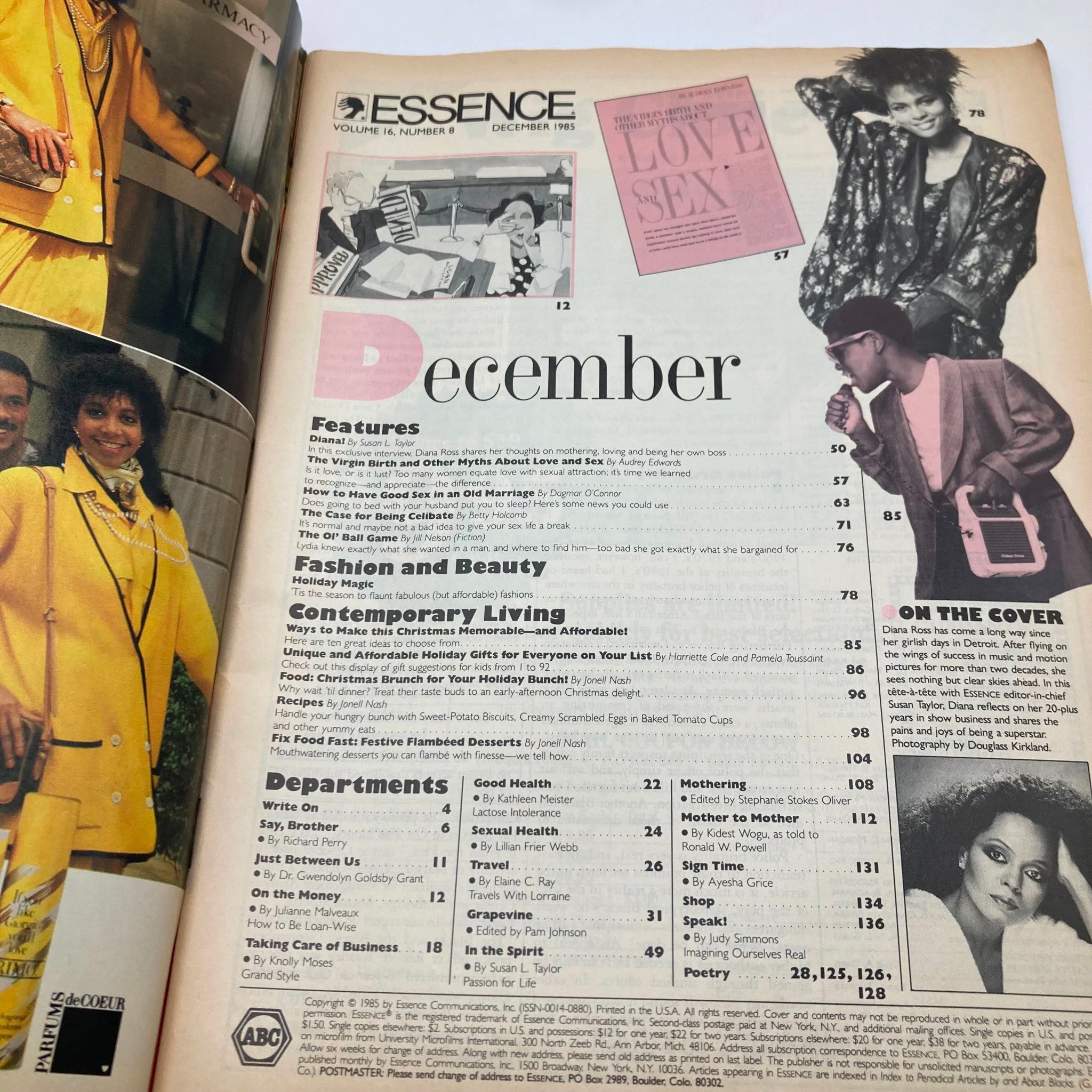 VTG Essence Magazine December 1985 Vol 16 No. 8 Diana Ross Cover