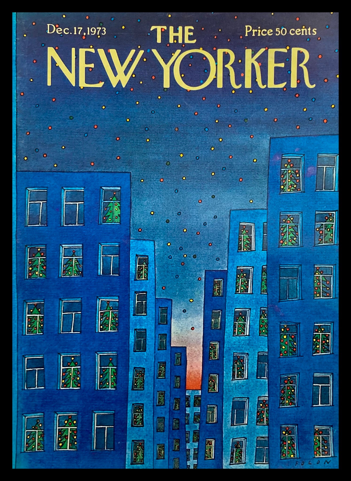 COVER ONLY The New Yorker December 17 1973 Christmas Building by Folon No Label