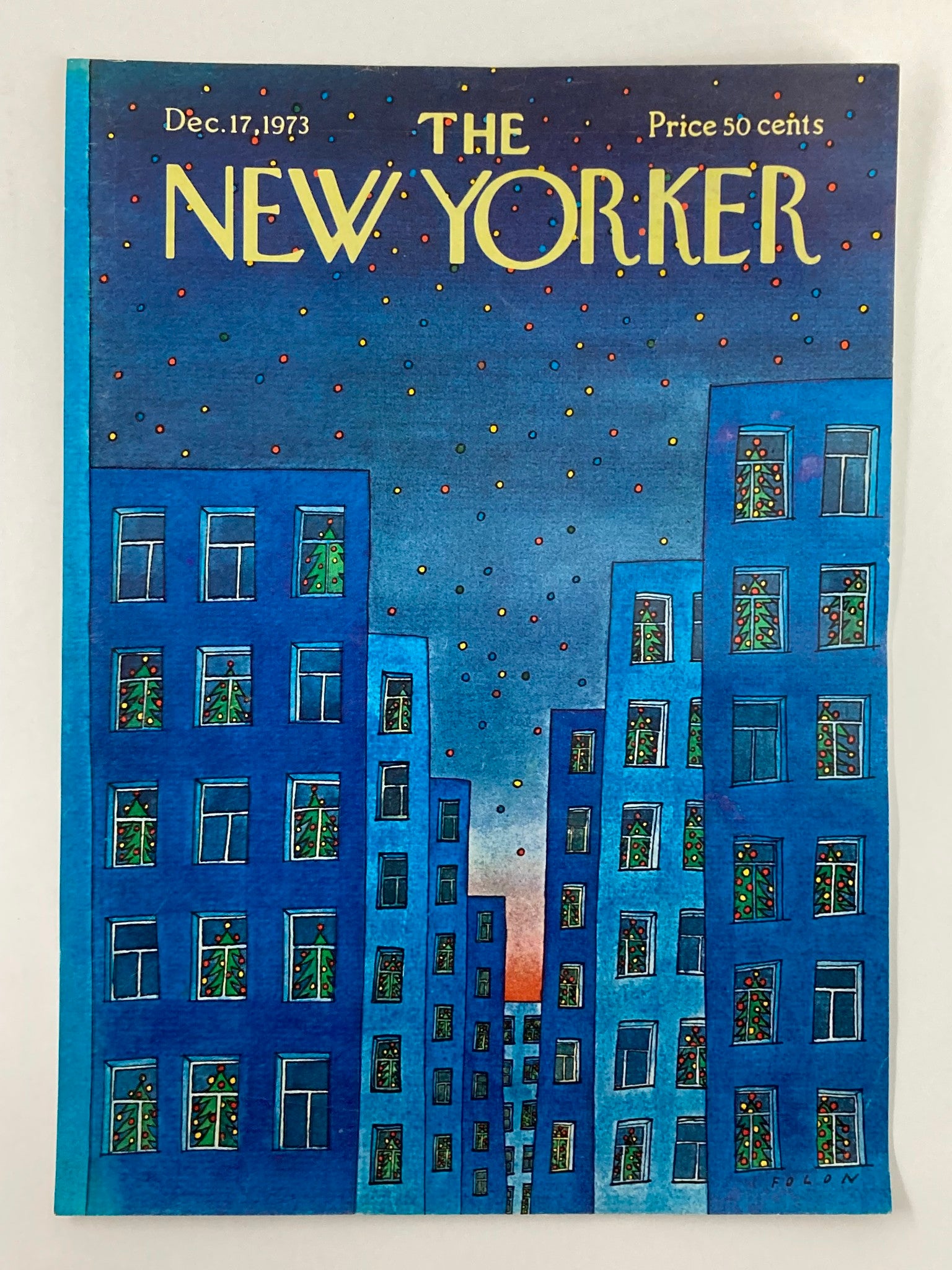 COVER ONLY The New Yorker December 17 1973 Christmas Building by Folon No Label