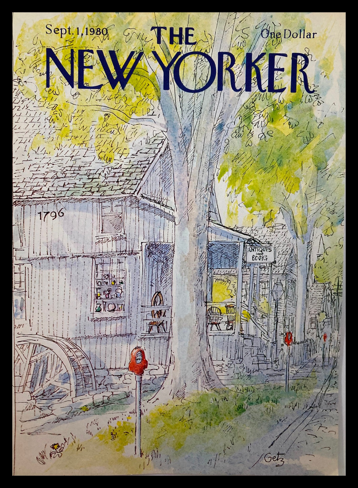 COVER ONLY The New Yorker September 1 1980 Antiques & Books by Getz No Label