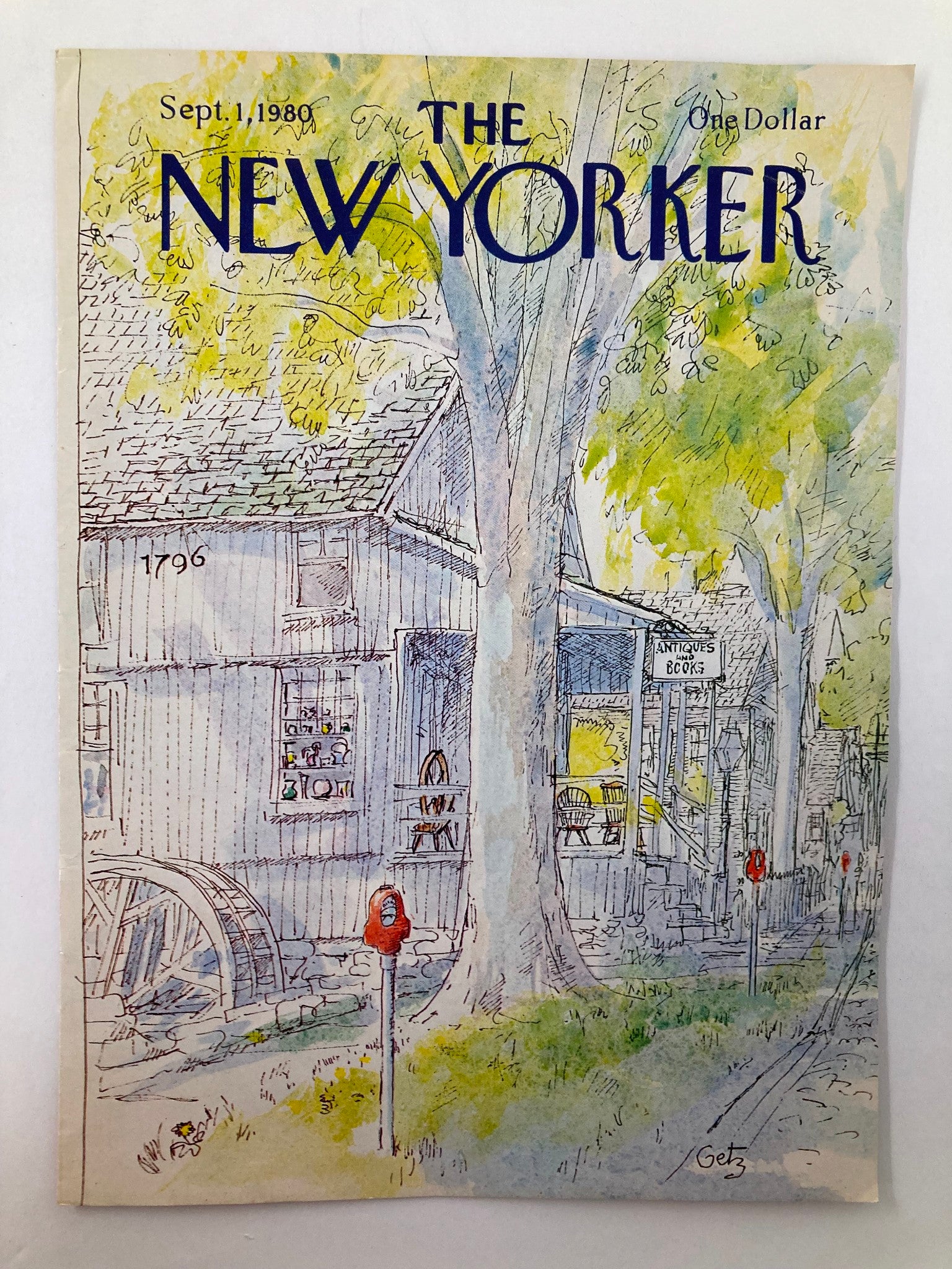 COVER ONLY The New Yorker September 1 1980 Antiques & Books by Getz No Label