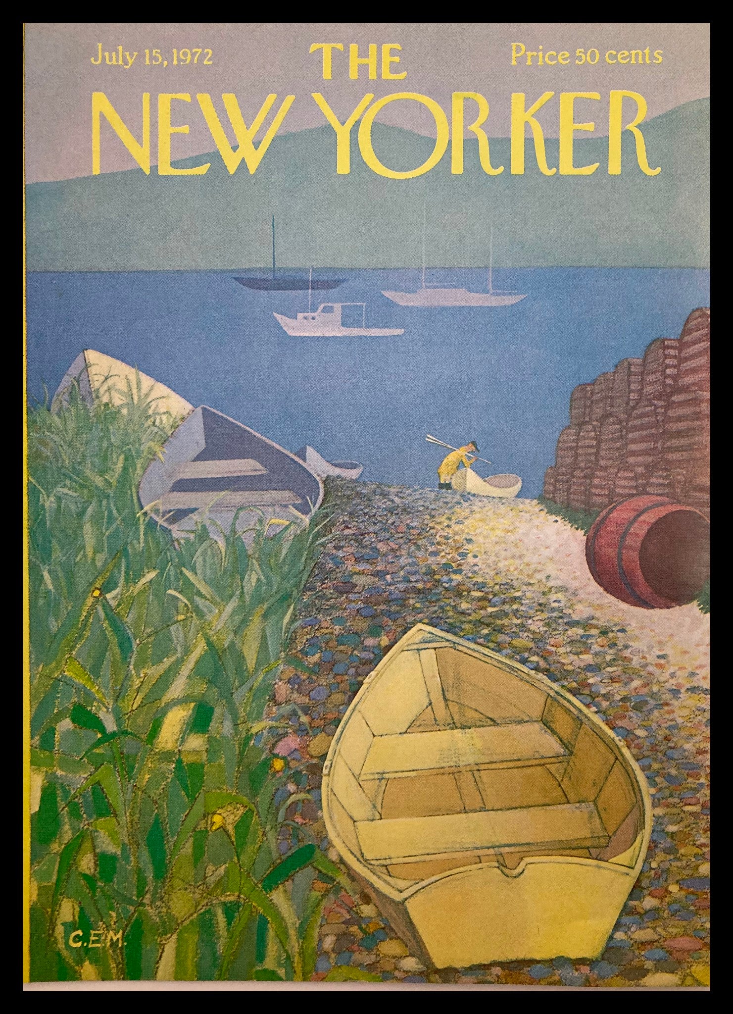 COVER ONLY The New Yorker July 15 1972 Boat Parked by Charles E. Martin No Label