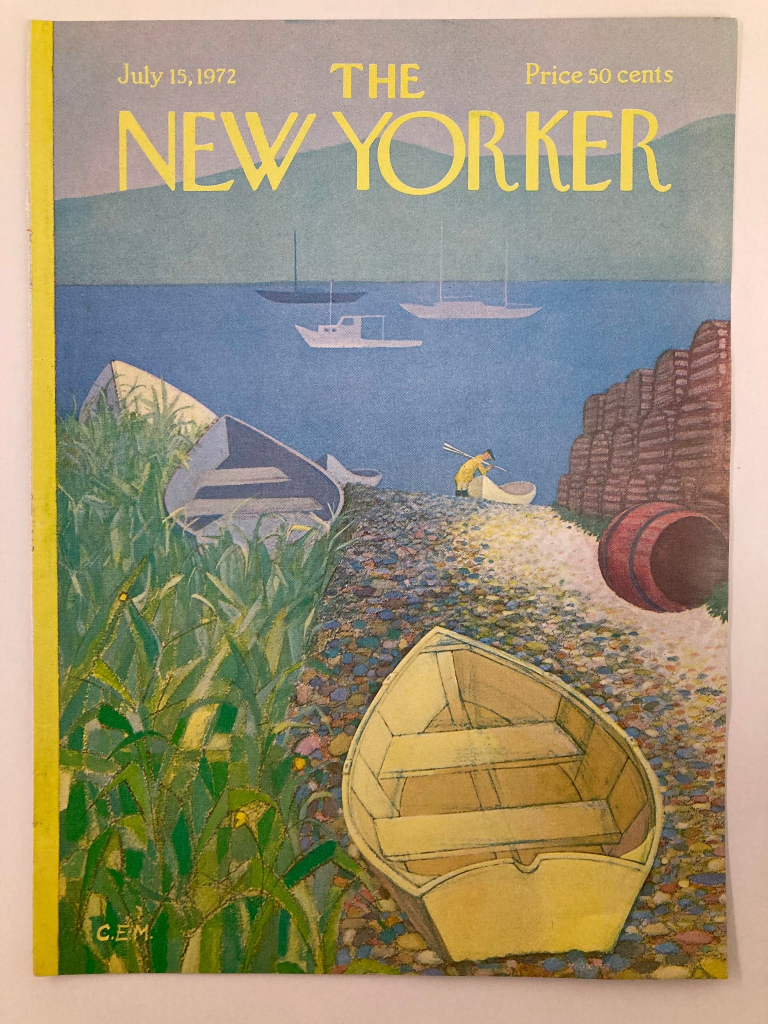 COVER ONLY The New Yorker July 15 1972 Boat Parked by Charles E. Martin No Label