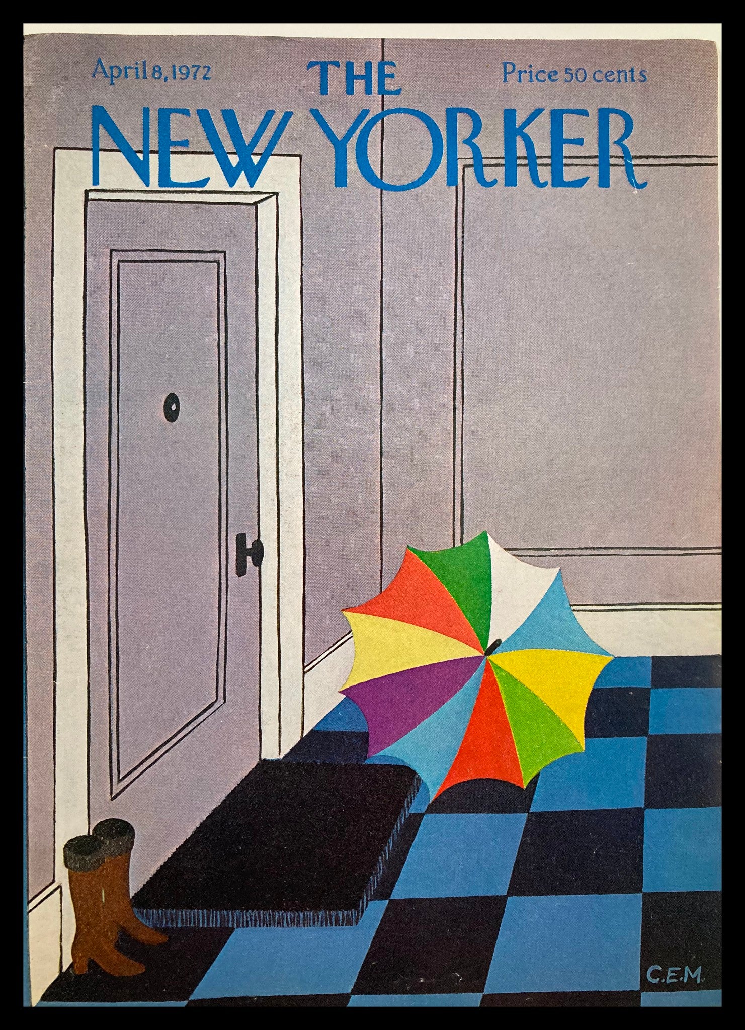 COVER ONLY The New Yorker April 8 1972 Umbrella Boot by Charles Martin No Label