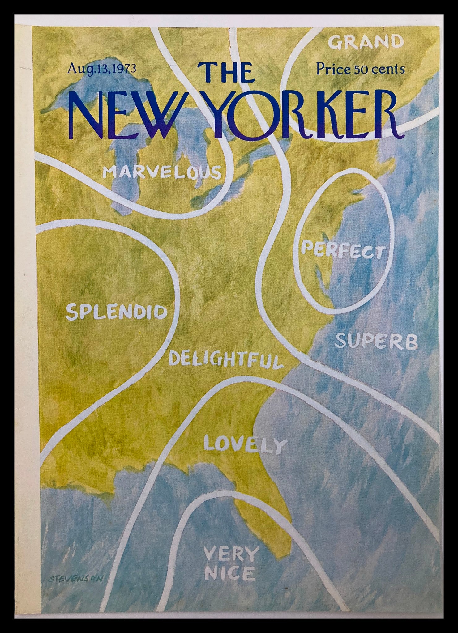 COVER ONLY The New Yorker August 13 1973 Splendid by James Stevenson No Label