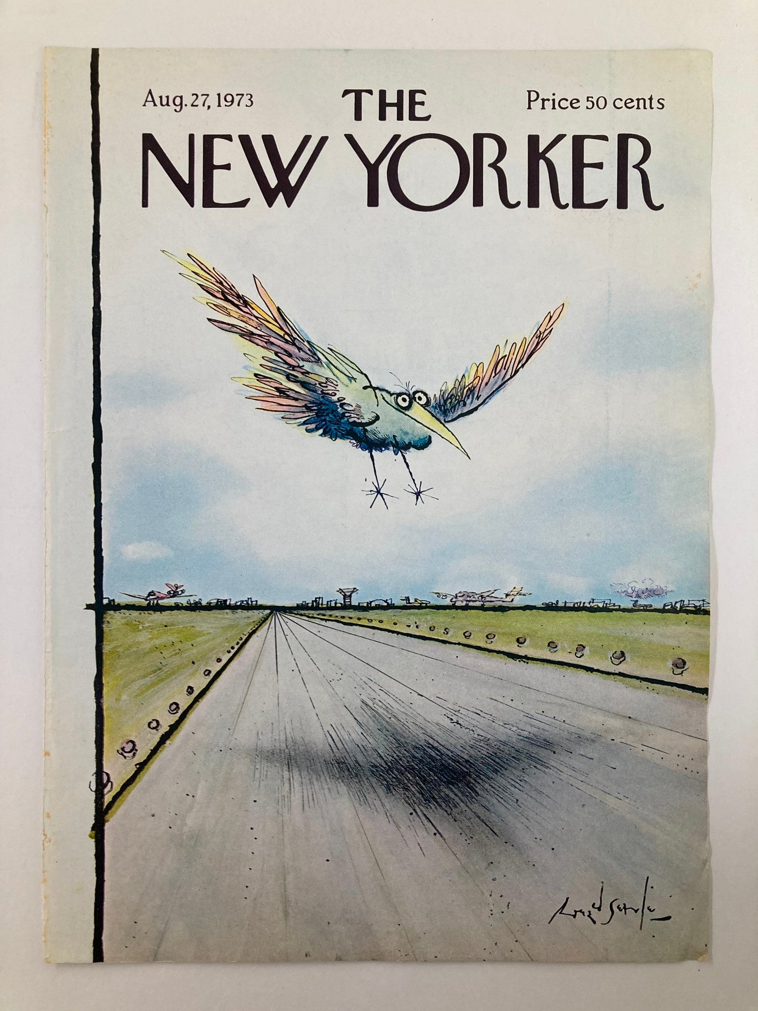 COVER ONLY The New Yorker August 27 1973 It's A Bird by Ronald Searle No Label