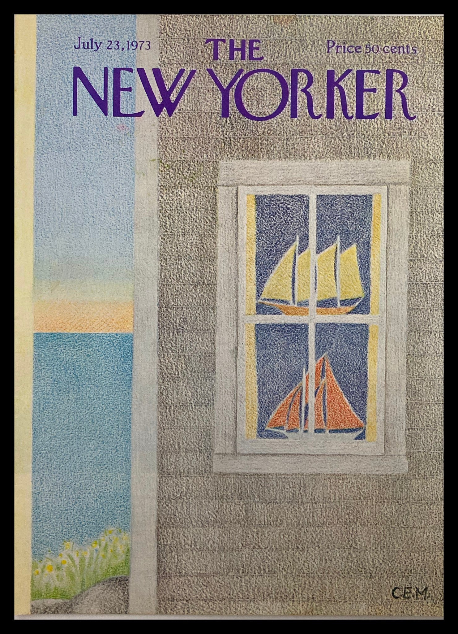 COVER ONLY The New Yorker July 23 1973 Window Boat by Charles E. Martin No Label