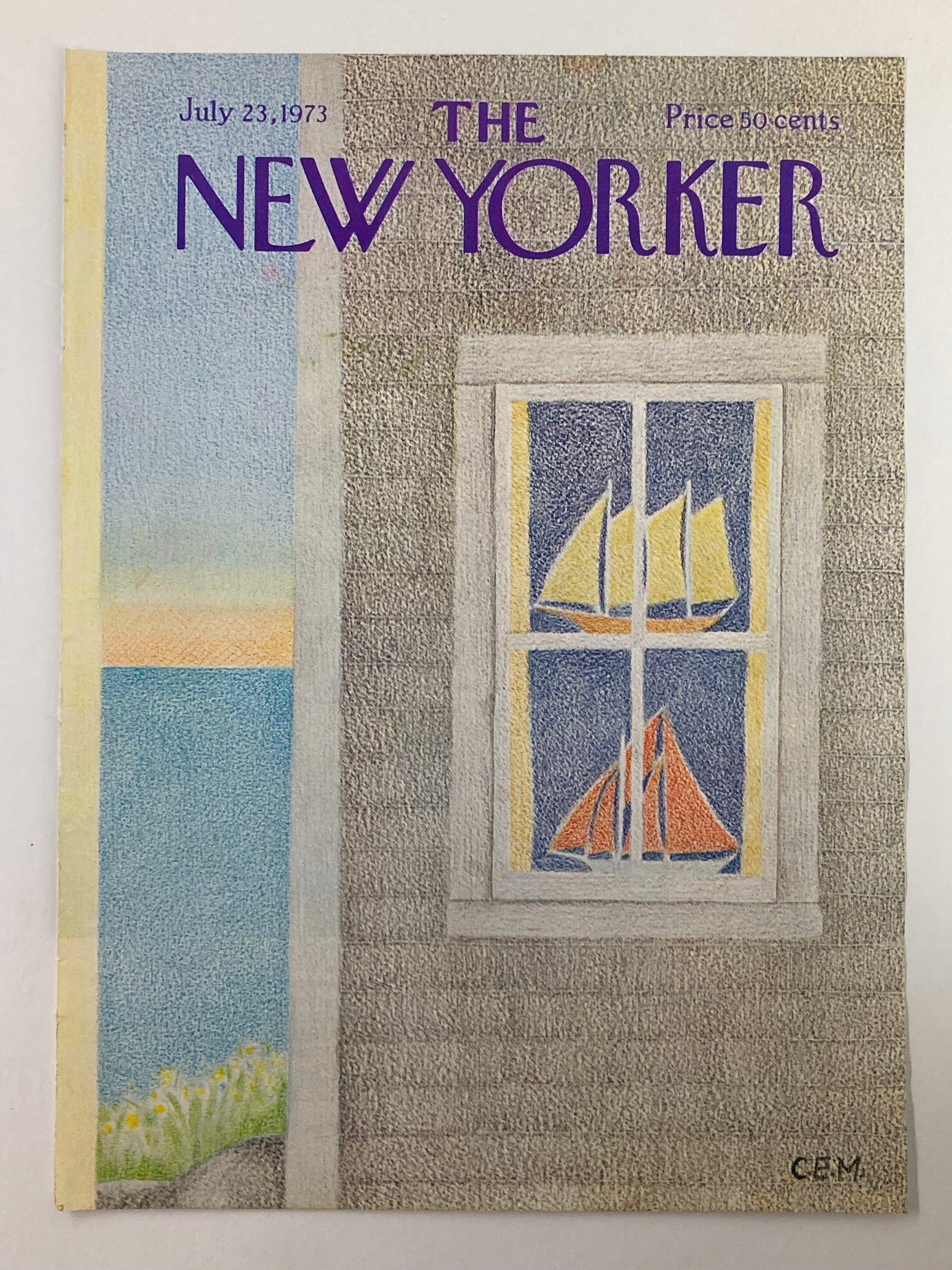 COVER ONLY The New Yorker July 23 1973 Window Boat by Charles E. Martin No Label