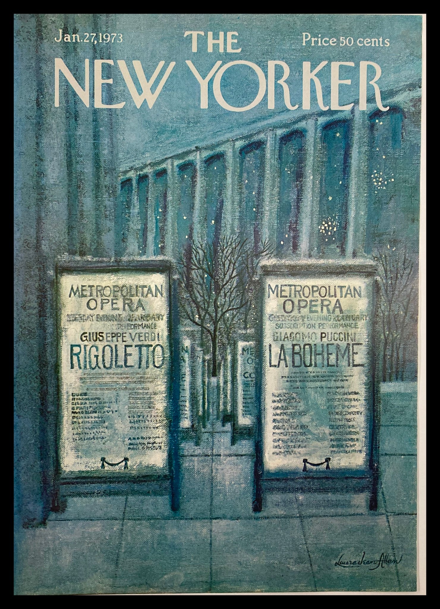 COVER ONLY The New Yorker January 27 1973 Metro Opera by Laura J. Allen No Label