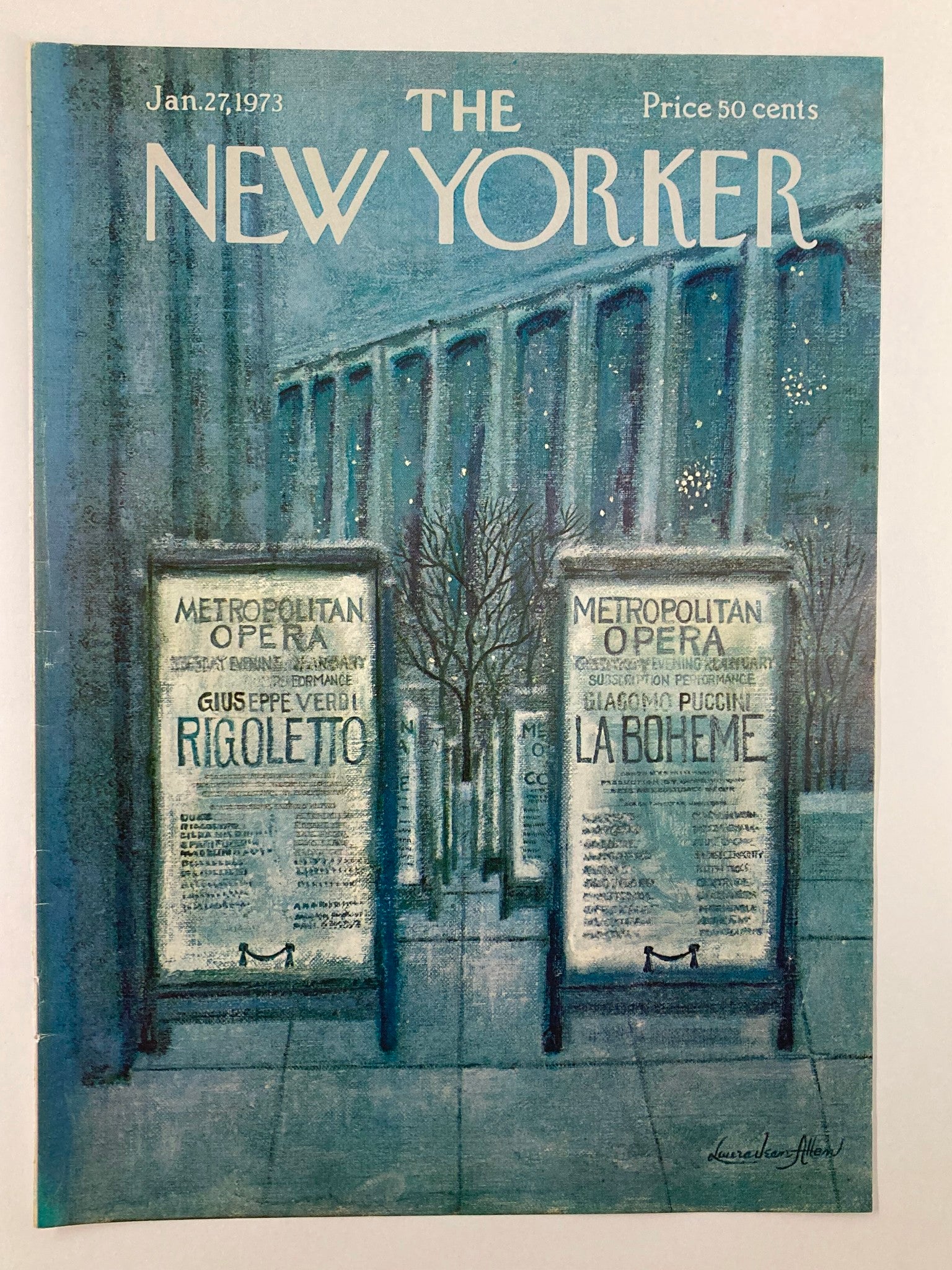 COVER ONLY The New Yorker January 27 1973 Metro Opera by Laura J. Allen No Label