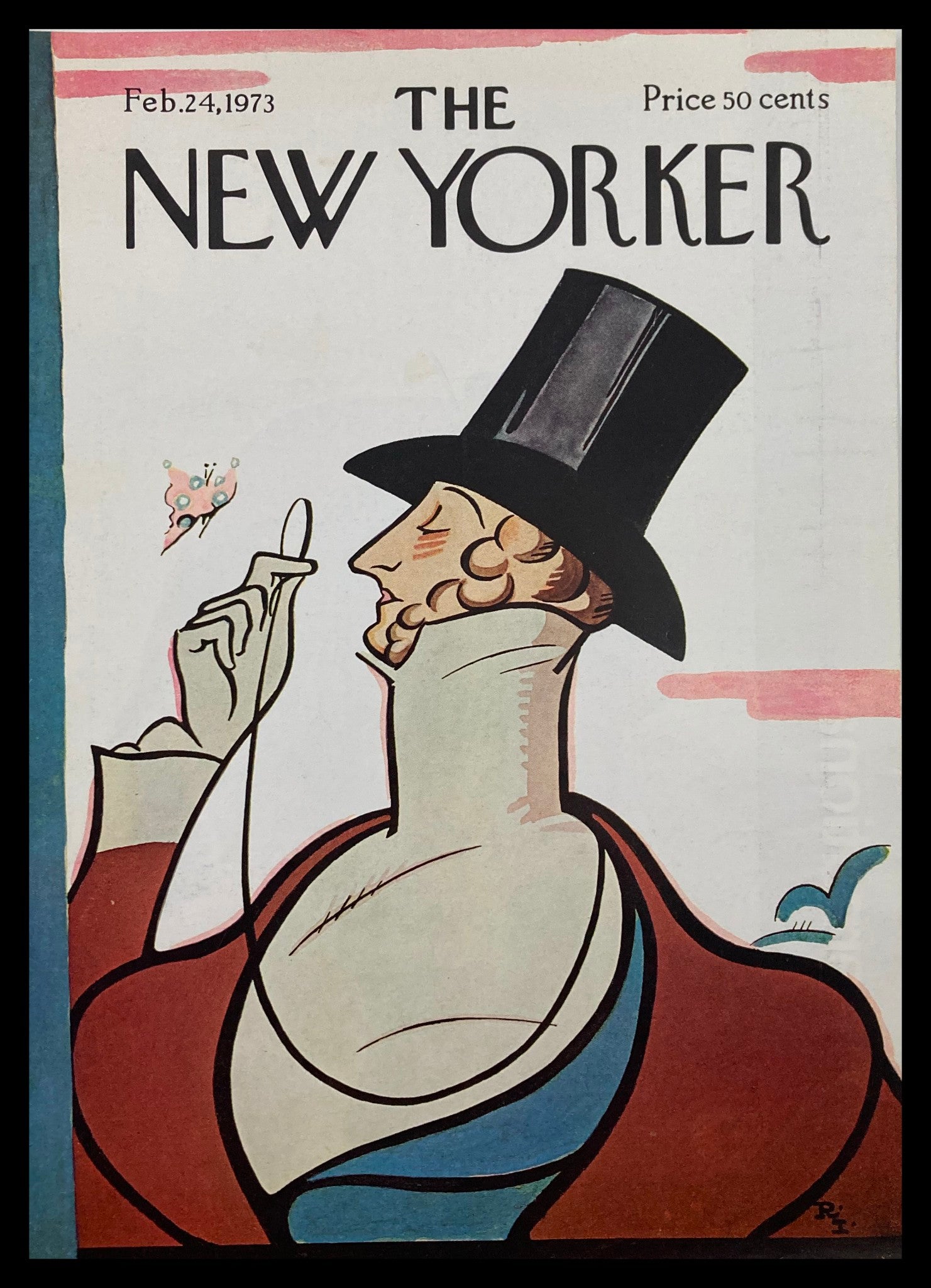 COVER ONLY The New Yorker February 24 1973 Master Tilley by Rea Irvin No Label