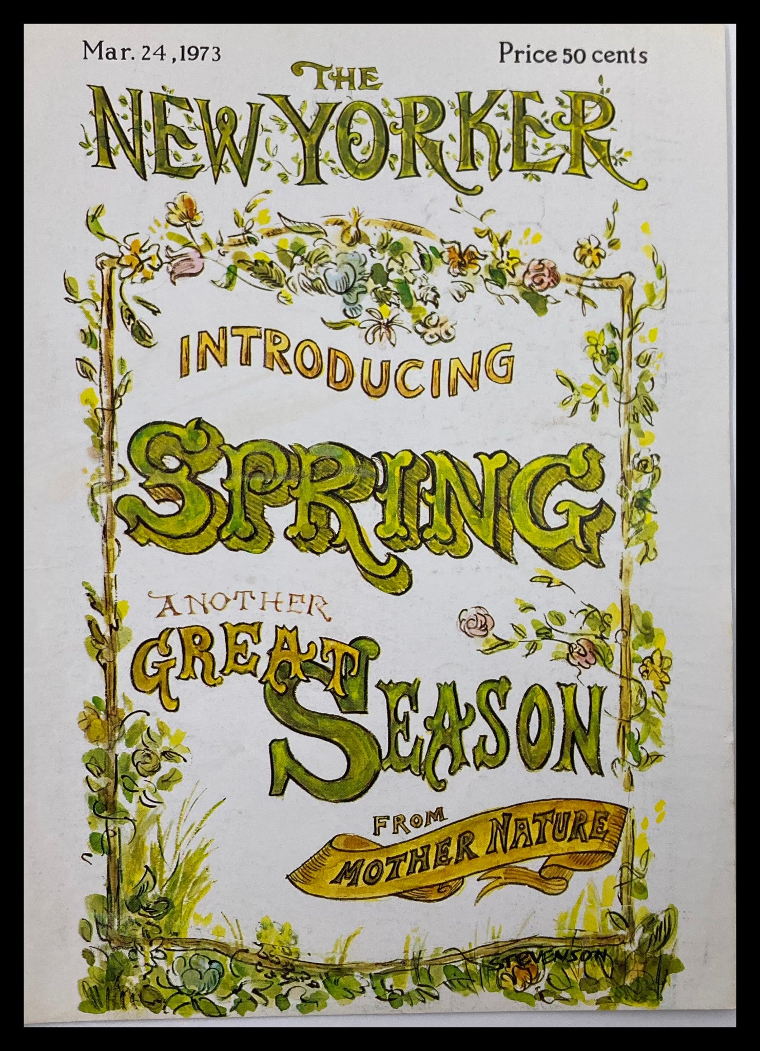 COVER ONLY The New Yorker March 24 1973 Spring Season by J. Stevenson No Label