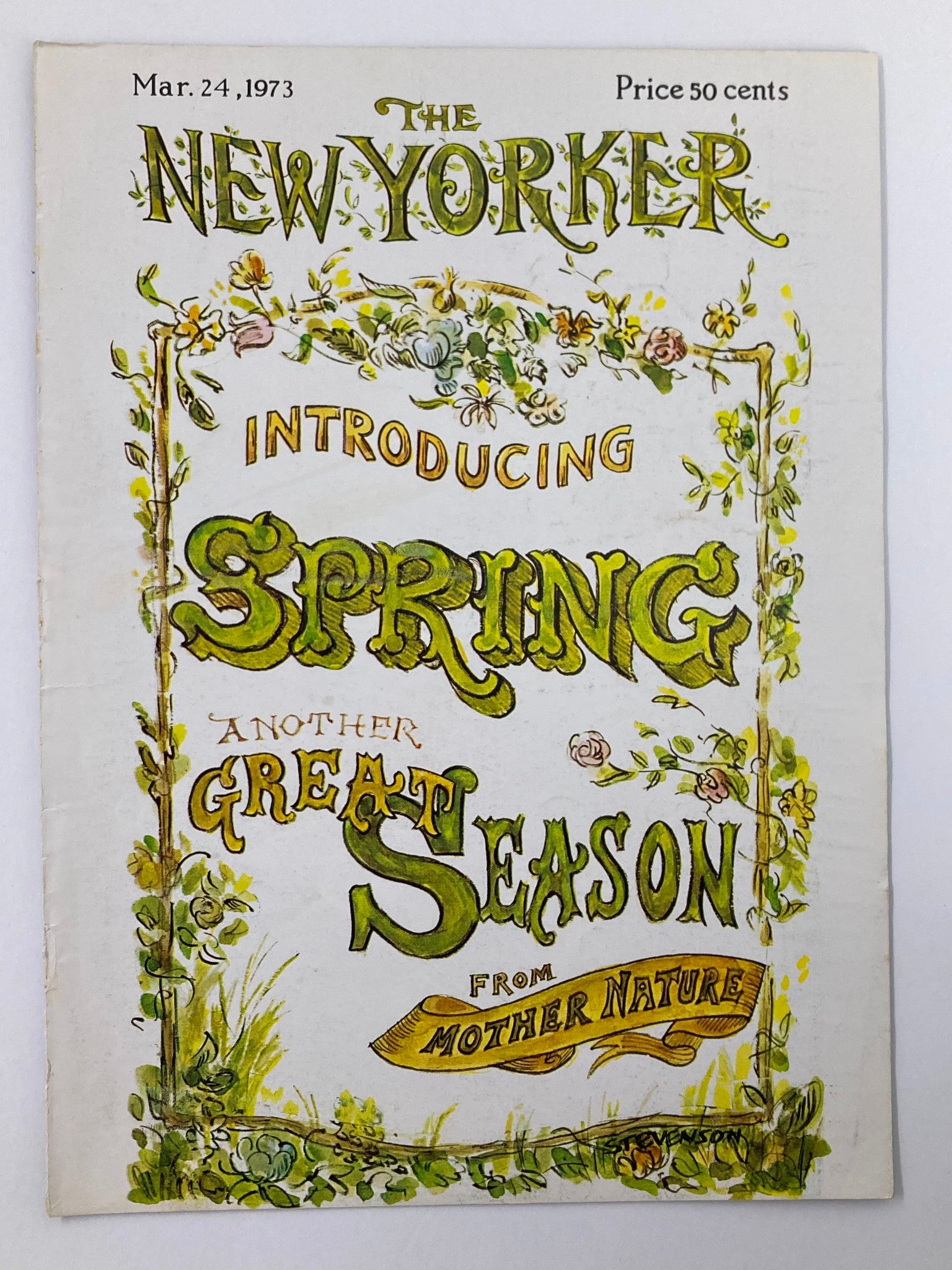 COVER ONLY The New Yorker March 24 1973 Spring Season by J. Stevenson No Label