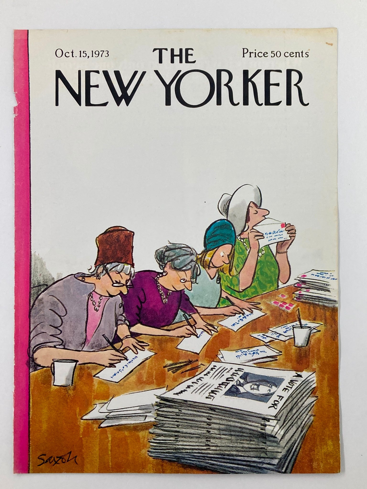 COVER ONLY The New Yorker October 15 1973 A Vote For by Charles Saxon No Label