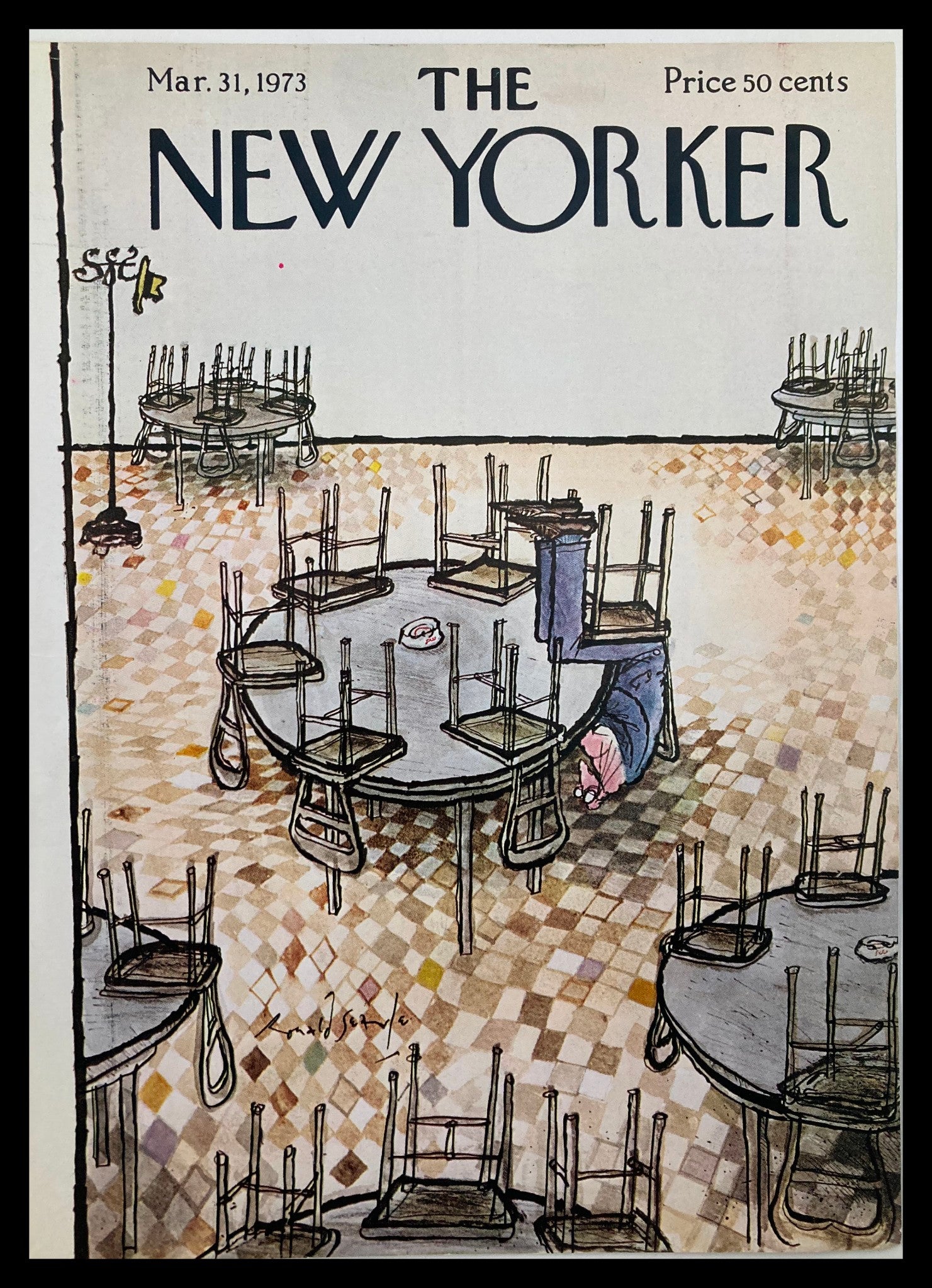 COVER ONLY The New Yorker March 31 1973 Up Down by Ronald Searle No Label