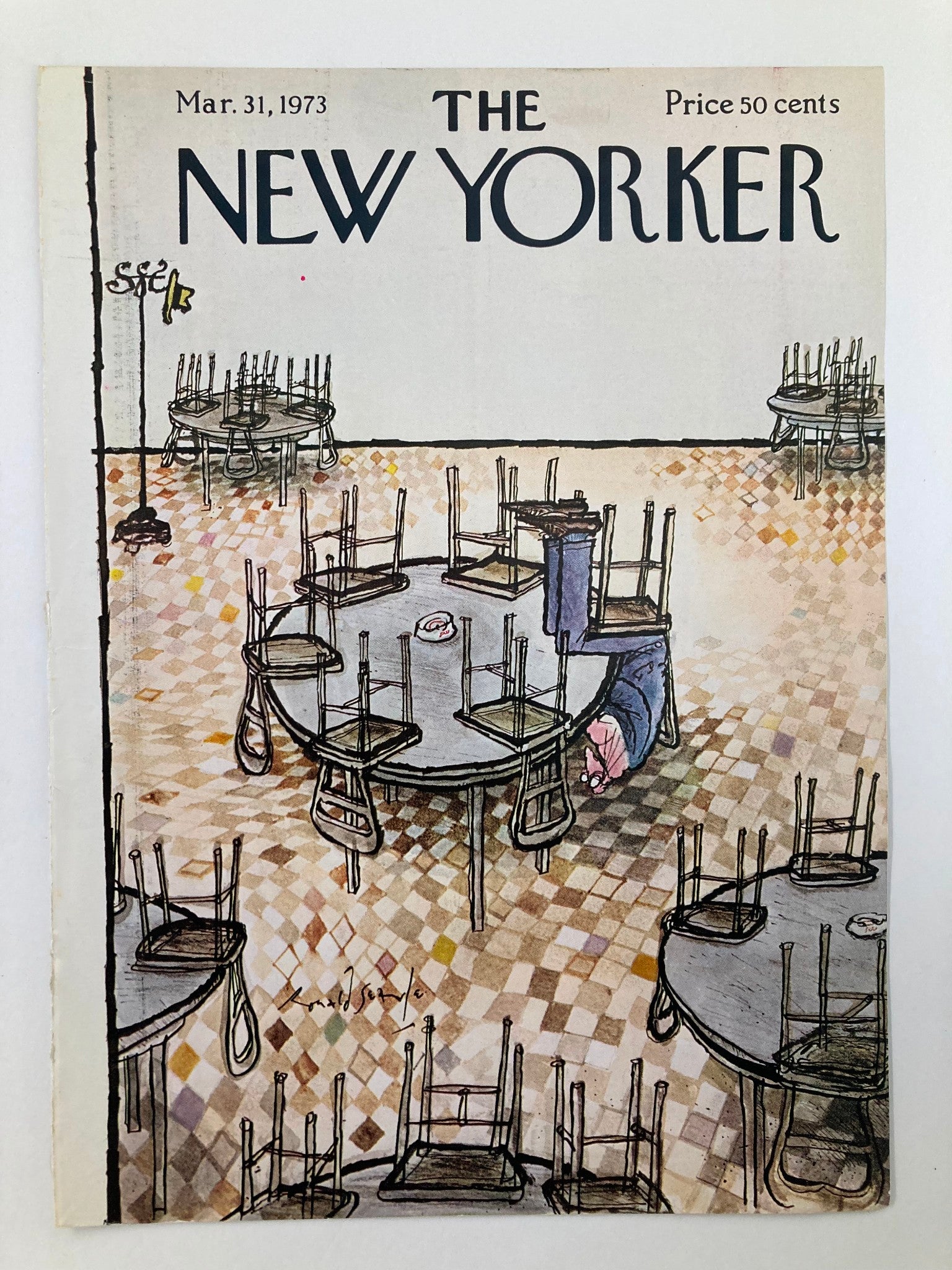 COVER ONLY The New Yorker March 31 1973 Up Down by Ronald Searle No Label