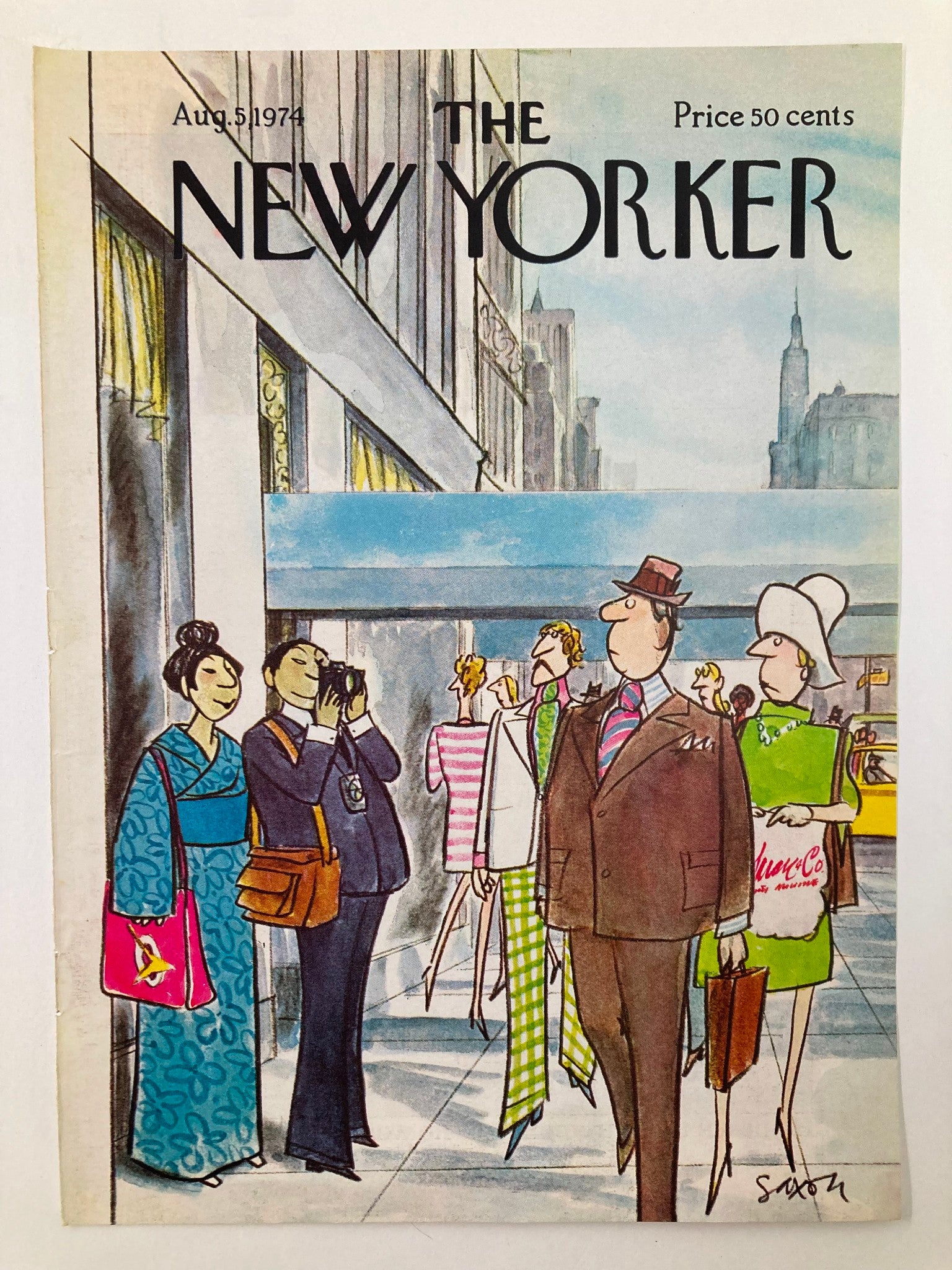 COVER ONLY The New Yorker August 5 1974 Tourists by Charles Saxon No Label