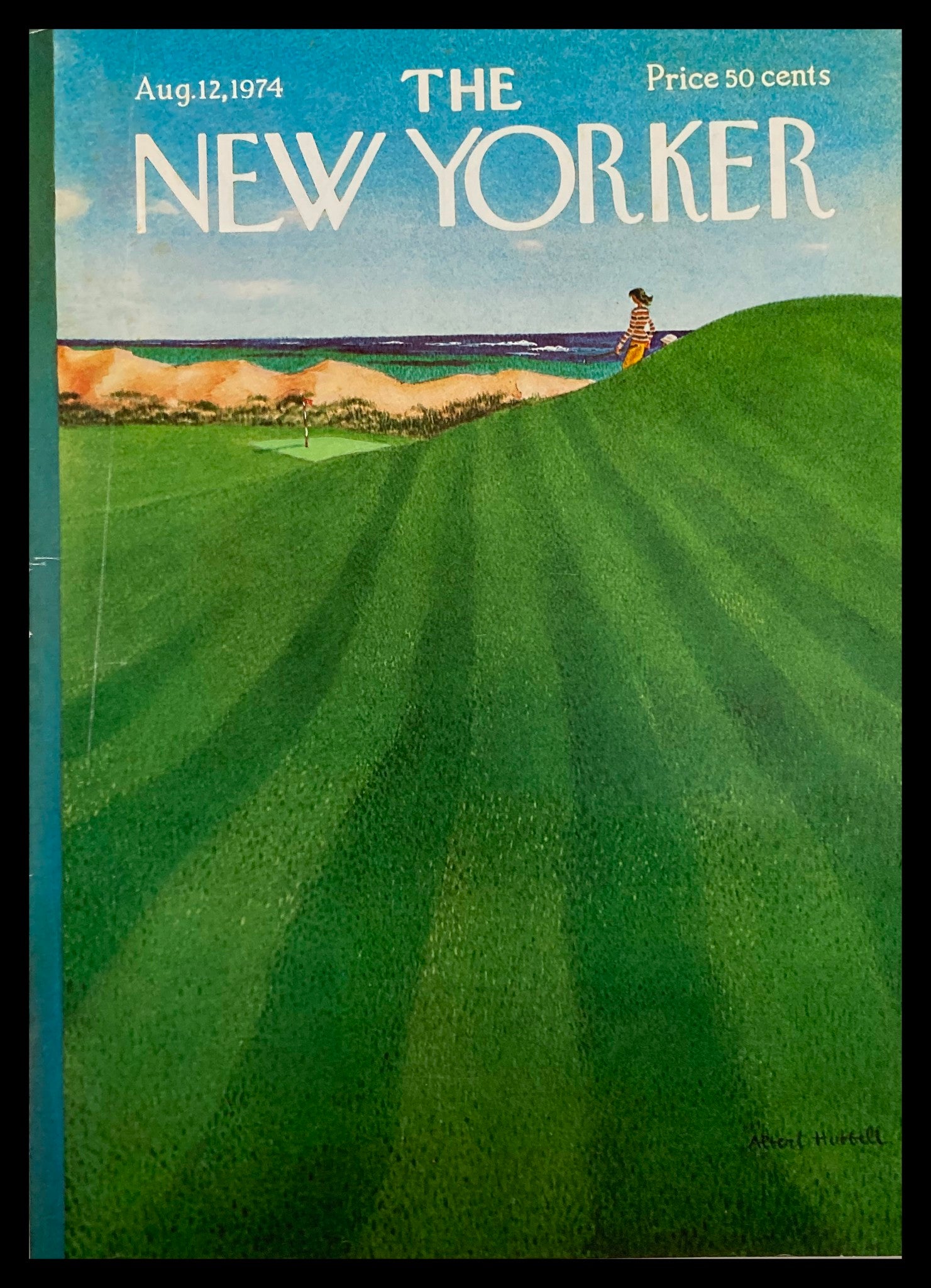 COVER ONLY The New Yorker August 12 1974 Green Field by Albert Hubbell No Label