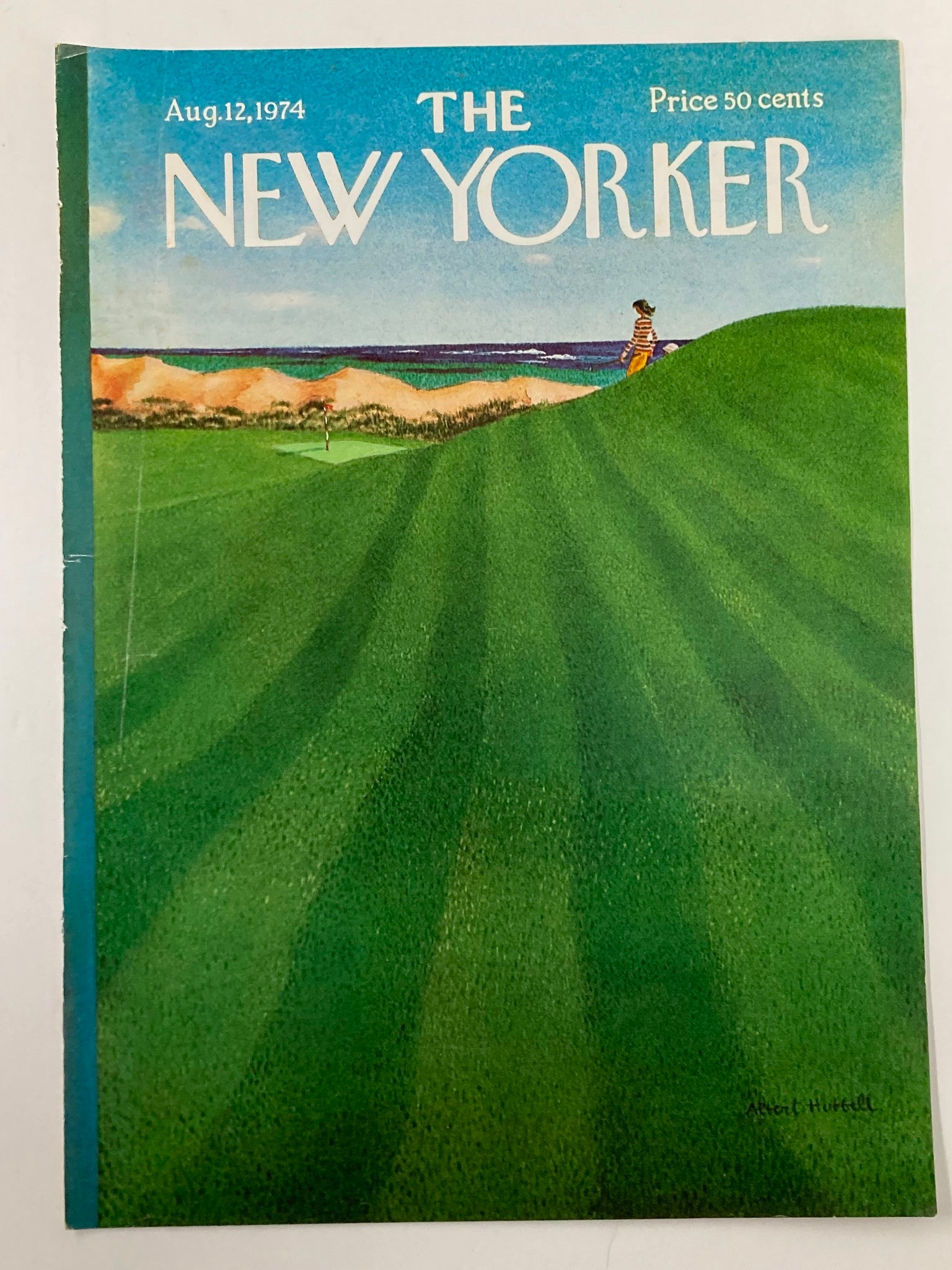 COVER ONLY The New Yorker August 12 1974 Green Field by Albert Hubbell No Label