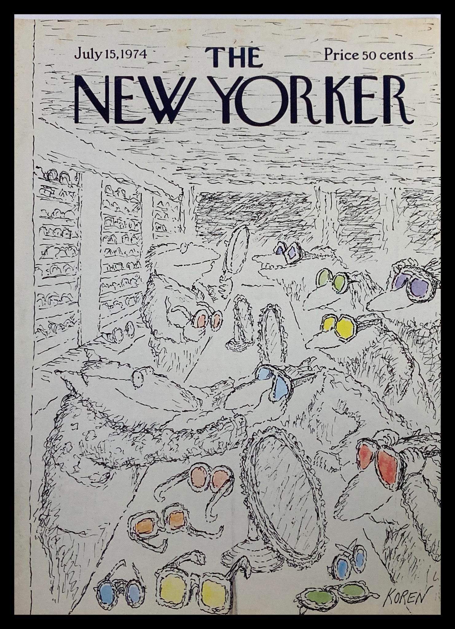 COVER ONLY The New Yorker July 15 1974 Sunglasses by Edward Koren No Label