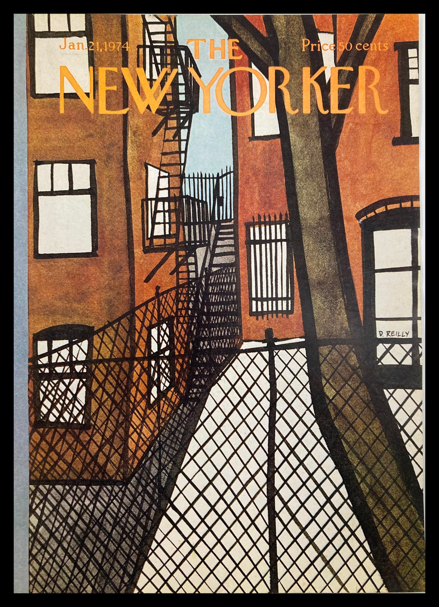 COVER ONLY The New Yorker January 21 1974 Fences by Donald Reilly No Label