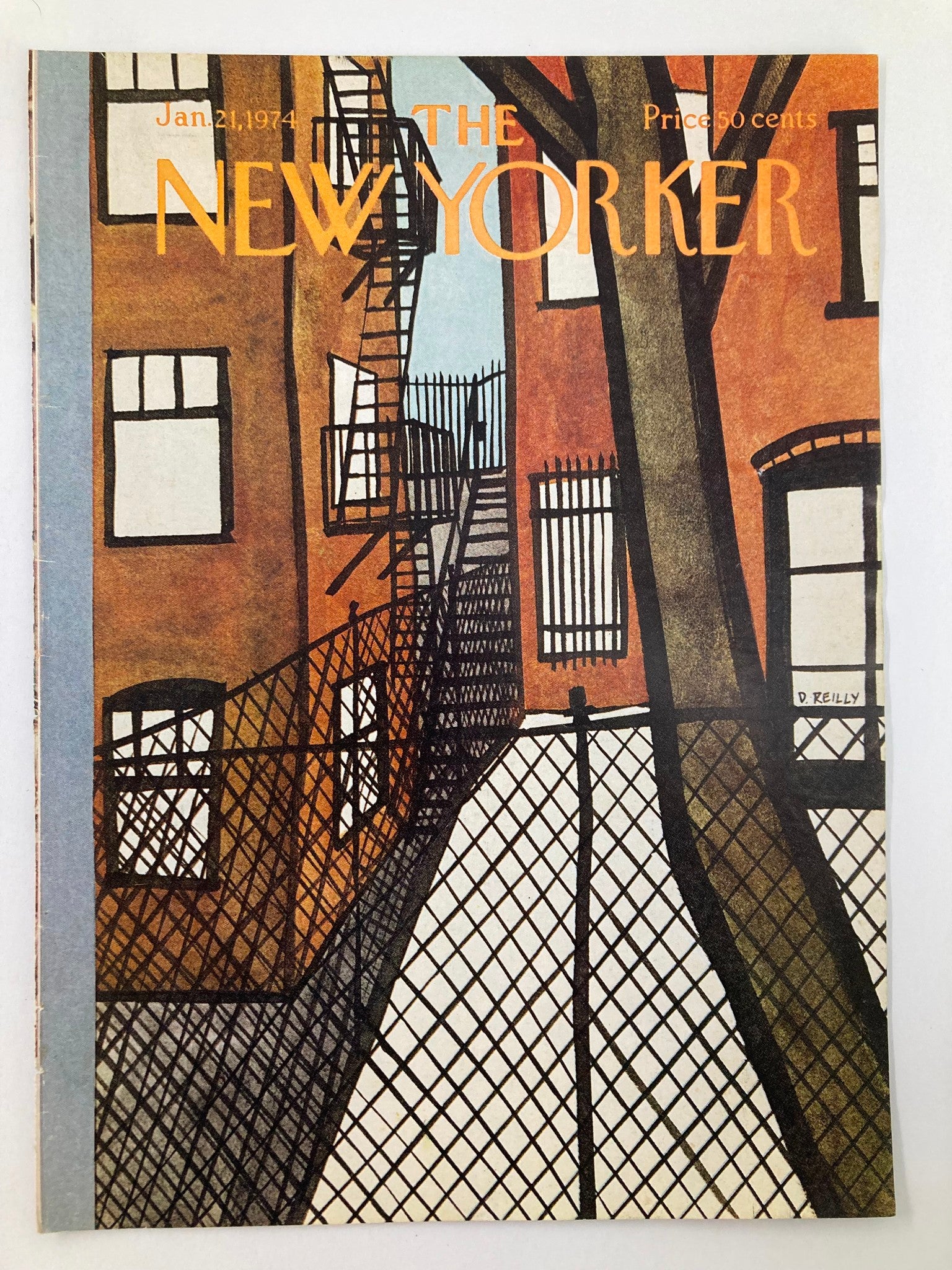 COVER ONLY The New Yorker January 21 1974 Fences by Donald Reilly No Label