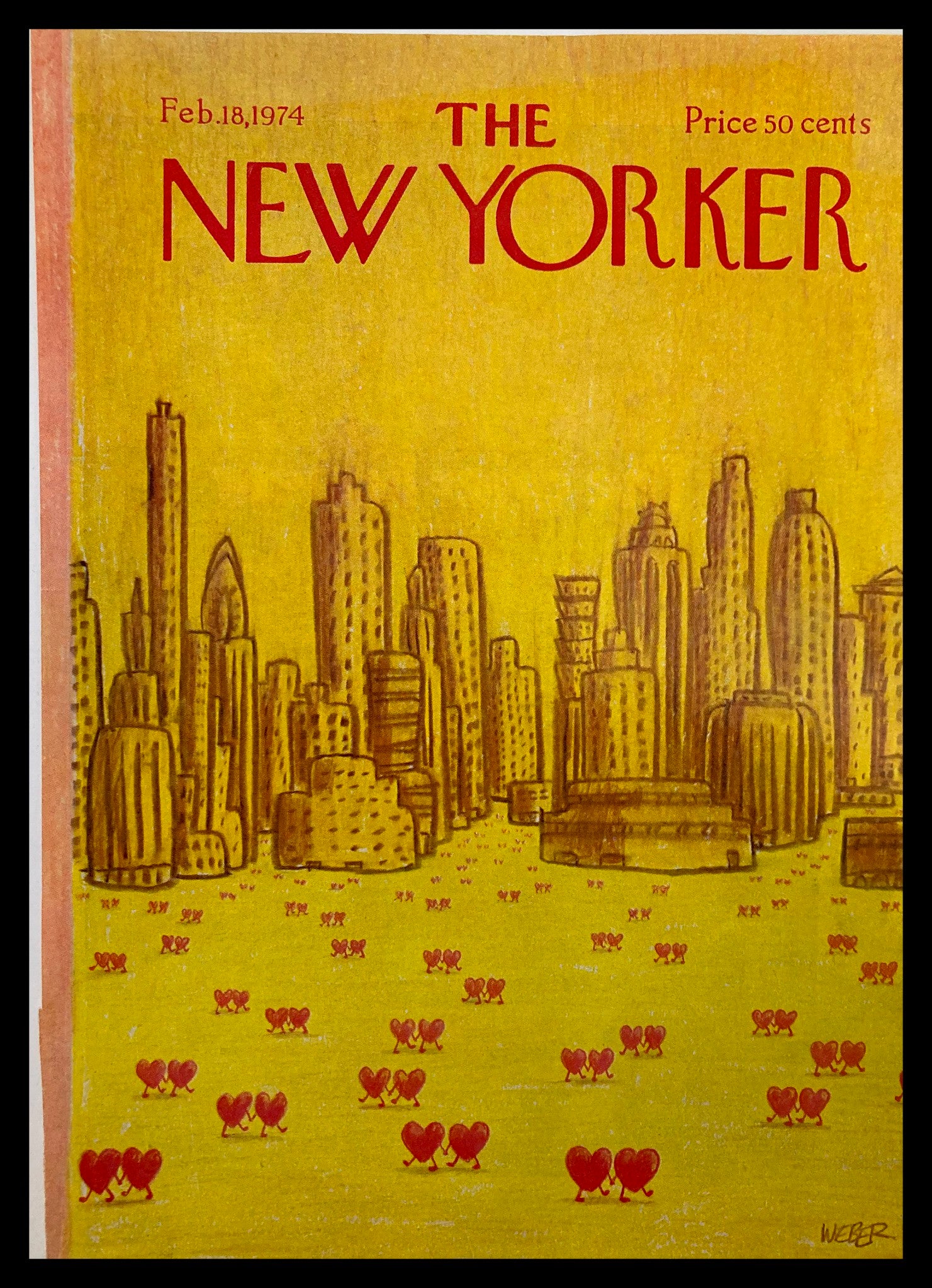 COVER ONLY The New Yorker February 18 1974 Couple of Hearts by Weber No Label